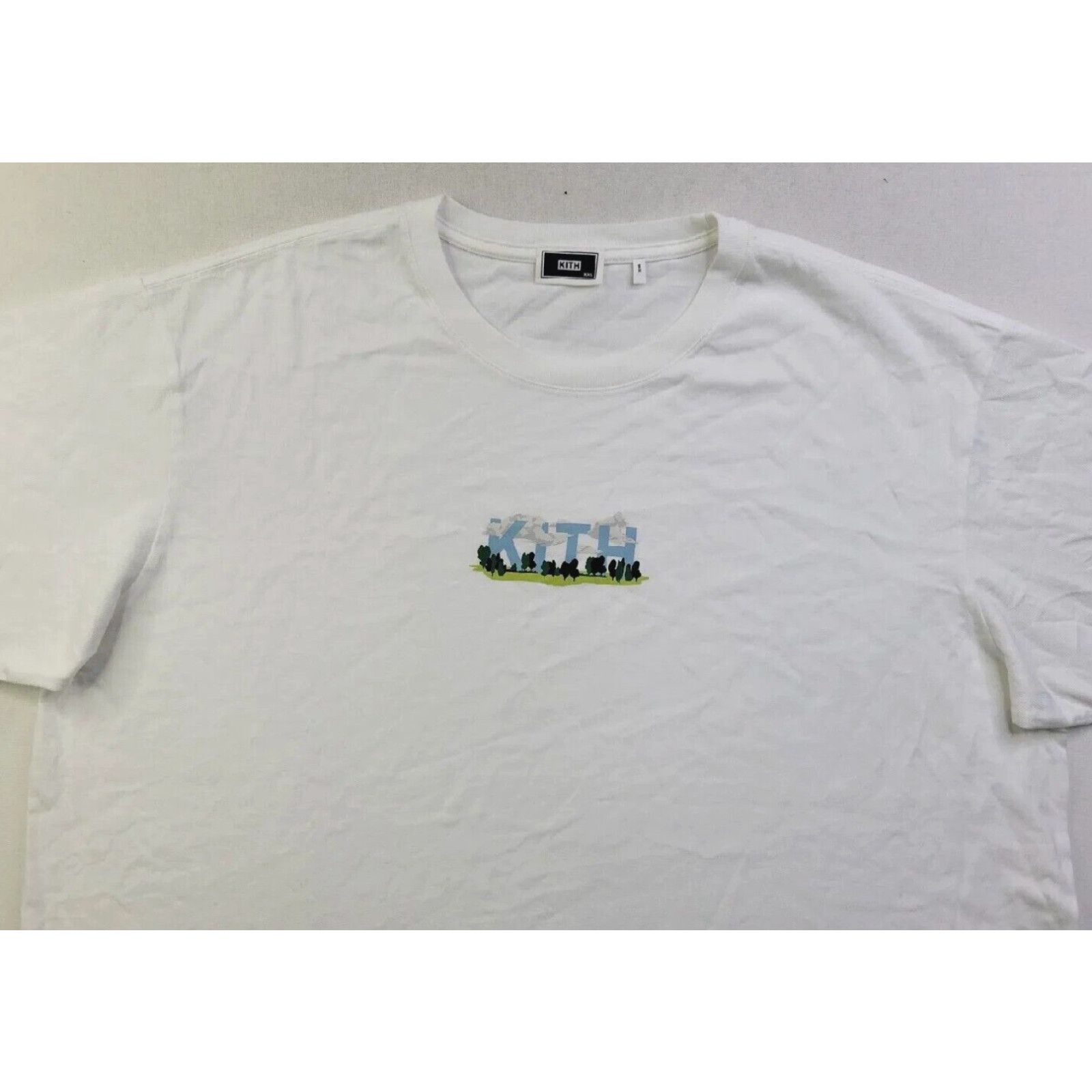 Image of Kith Men White Box Logo Park Graphic T Shirt New W/ Defect Crew Neck Cotton (Size 2XL)