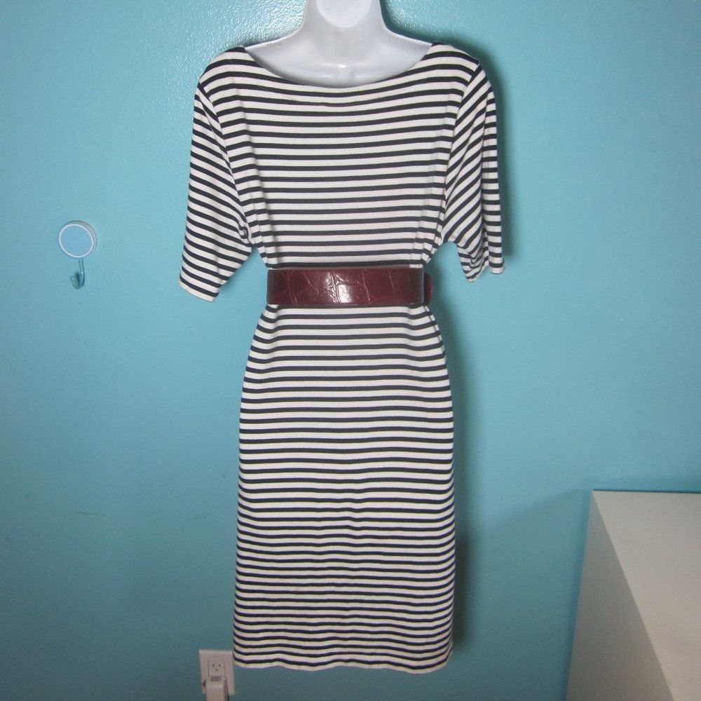 Alex Mill J Jill 100% Cotton Black White Striped Dress Womens Size L P Size L / US 10 / IT 46 - 7 Thumbnail