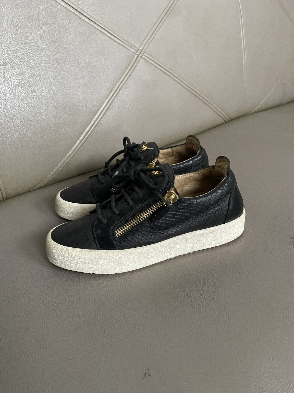 Giuseppe Zanotti Giuseppe zanotti black python embossed leather may london Size US 7 / IT 37 - 1 Thumbnail