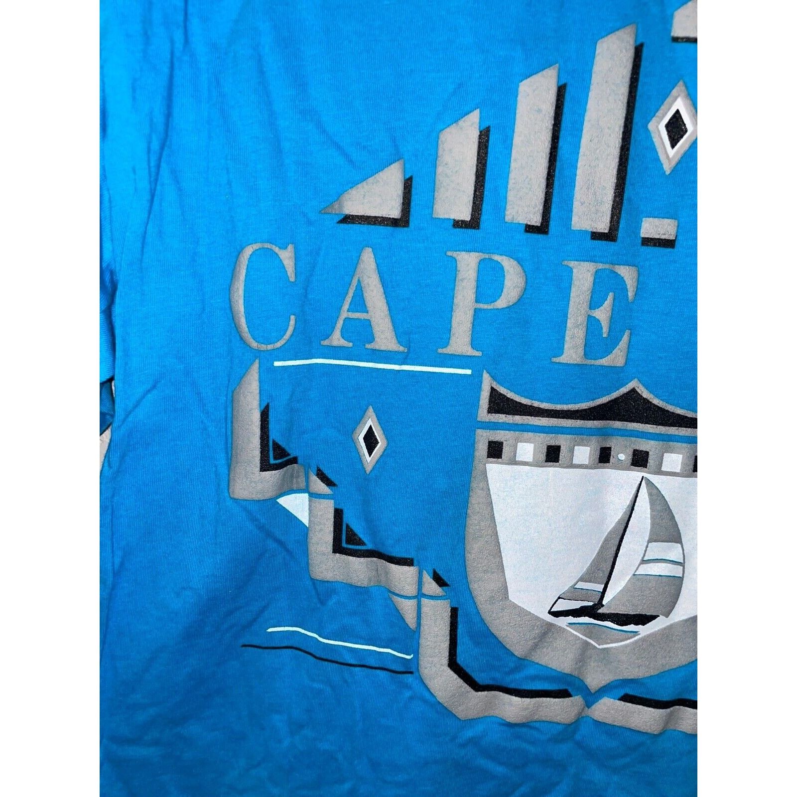 Jerzees Vintage Cape Cod Shirt MA Boat Sailboat Blue Tee VTG 90s L Size US L / EU 52-54 / 3 - 3 Thumbnail