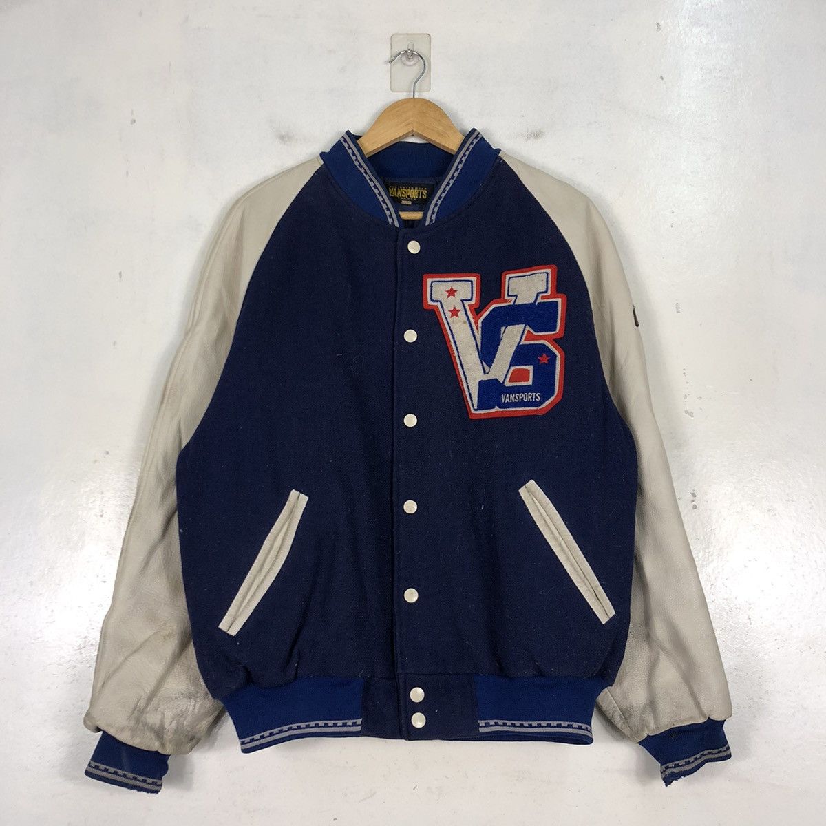Other × Vintage Vansport Varsity Rares Wool Leather Jacket Size US M / EU 48-50 / 2 - 1 Thumbnail