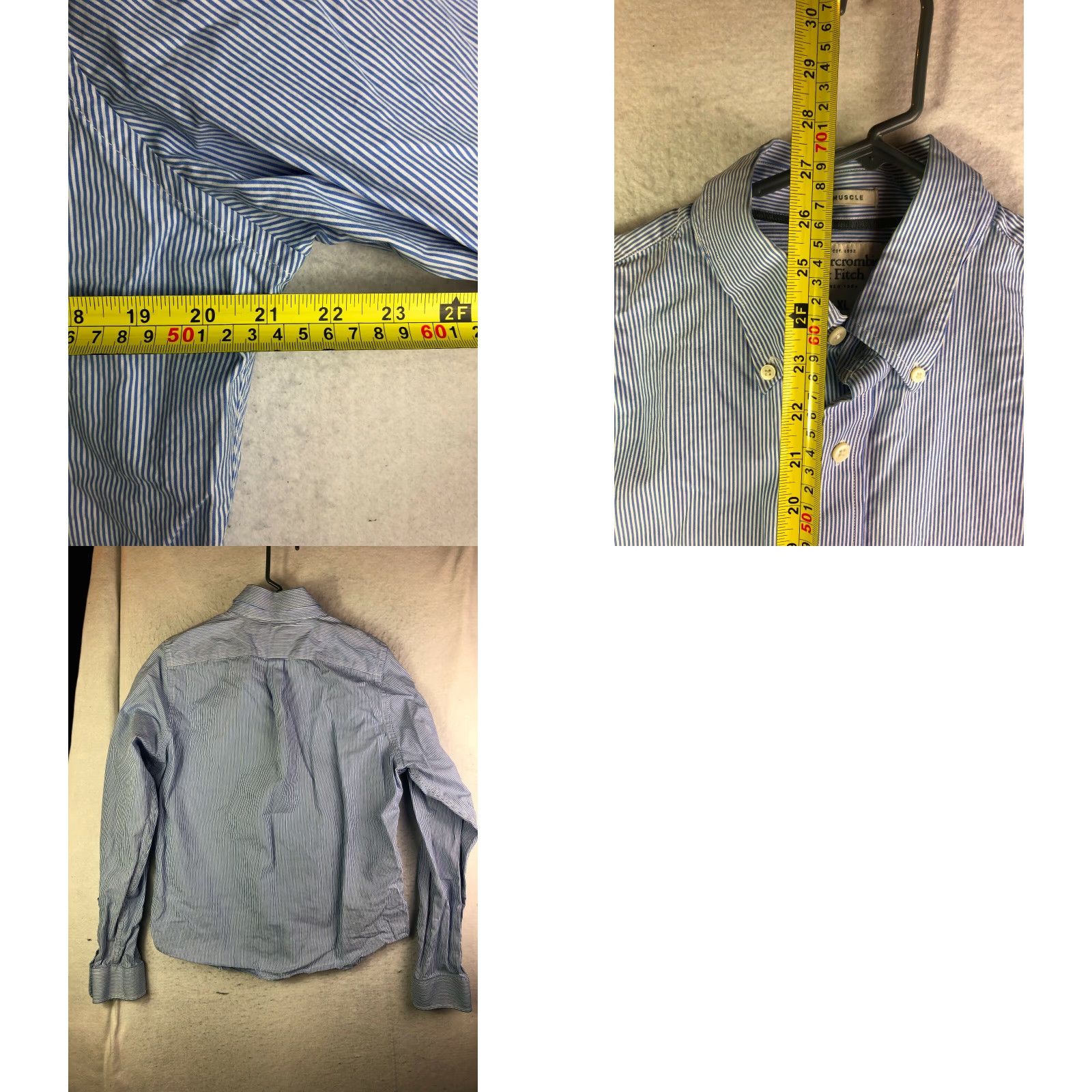 Abercrombie & Fitch Abercrombie & Fitch Muscle Mens XL Striped Button Up Collared Shirt Blue Size US XL / EU 56 / 4 - 8 Thumbnail