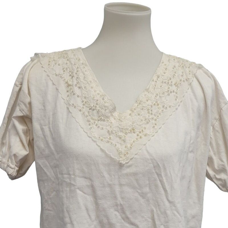 Other Vintage Bravo Womens Medium Short Sleeve V Neck Cropped Top Size M / US 6-8 / IT 42-44 - 2 Thumbnail