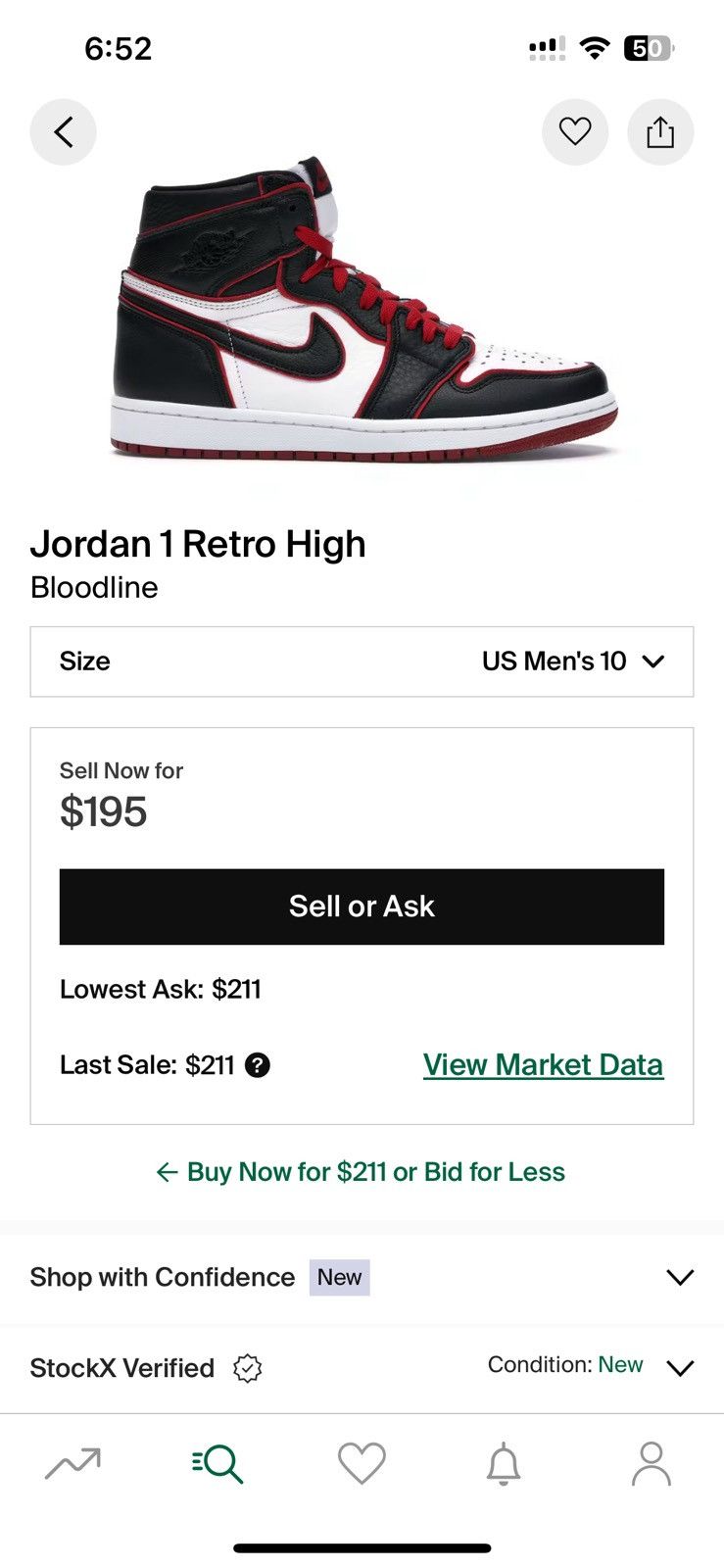 Jordan Brand Jordan 1 Retro High Bloodline Size US 10 / EU 43 - 6 Thumbnail