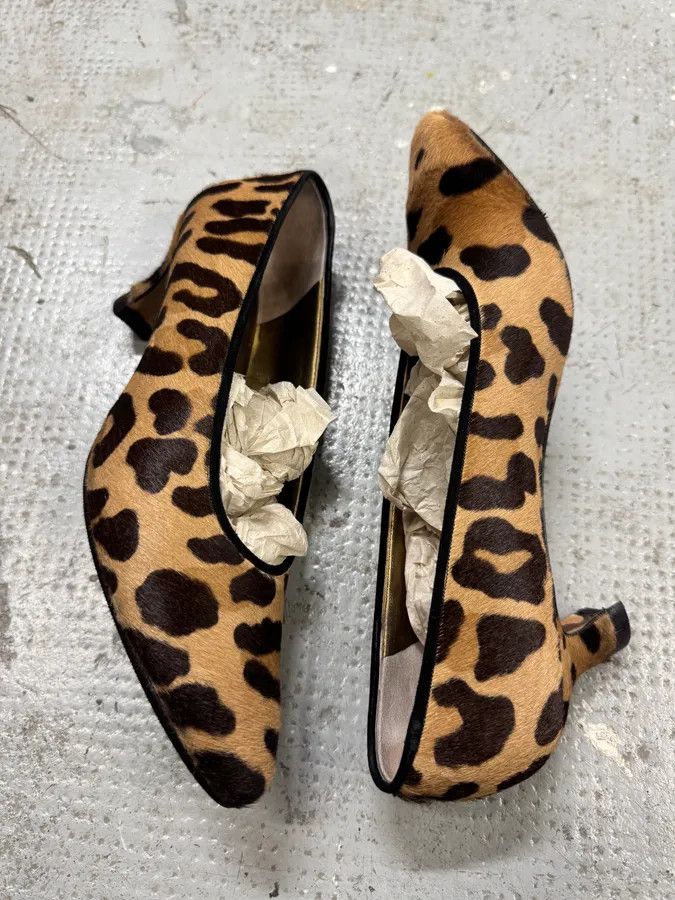 Designer × Prada × Vintage 2000s Prada Pony Hair Leopard Heels Pumps Size US 8 / IT 38 - 2 Thumbnail