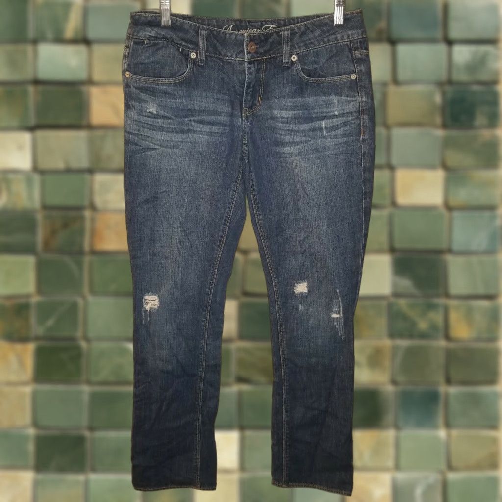 American Eagle Outfitters American Eagle Jeans Womens Distressed Straight Blue Size 6 Reg Jeans Woman Straight Style Distressed Blue 6 Reg Womens Size 28" / US 6 / IT 42 - 1 Thumbnail