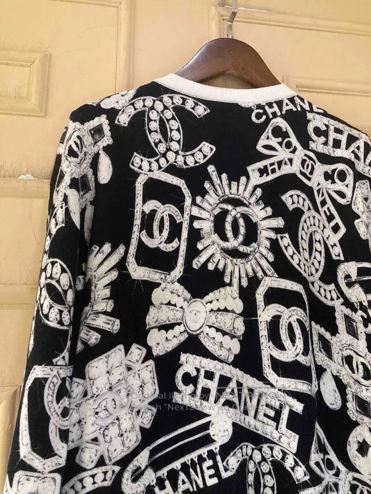 Chanel Chanel Ski series black and white graffiti cardigan long s Size XS / US 0-2 / IT 36-38 - 3 Thumbnail