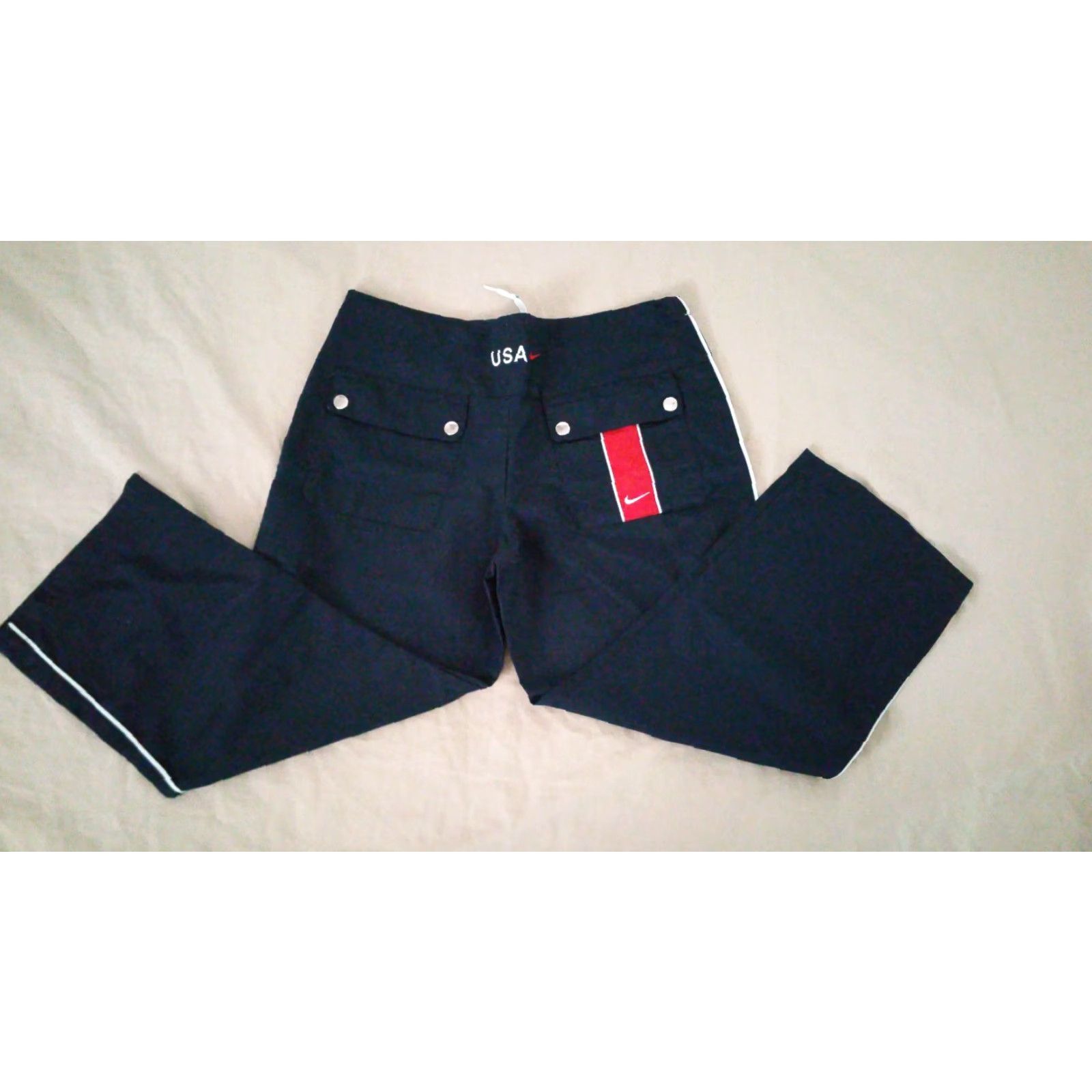 Nike VINTAGE Womens Nike Team USA Olympics Athletic Pants Running S Small Navy Blue 31x21 Size 28" / US 6 / IT 42 - 2 Thumbnail