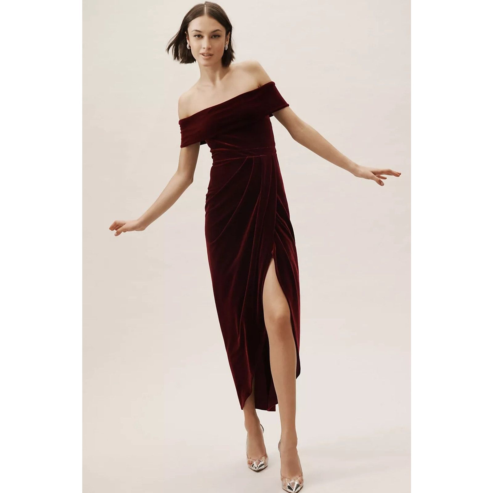 Anthropologie New Anthropologie BHLDN Edison Velvet Dress OTS VELVET MAXI Size XS / US 0-2 / IT 36-38 - 2 Thumbnail