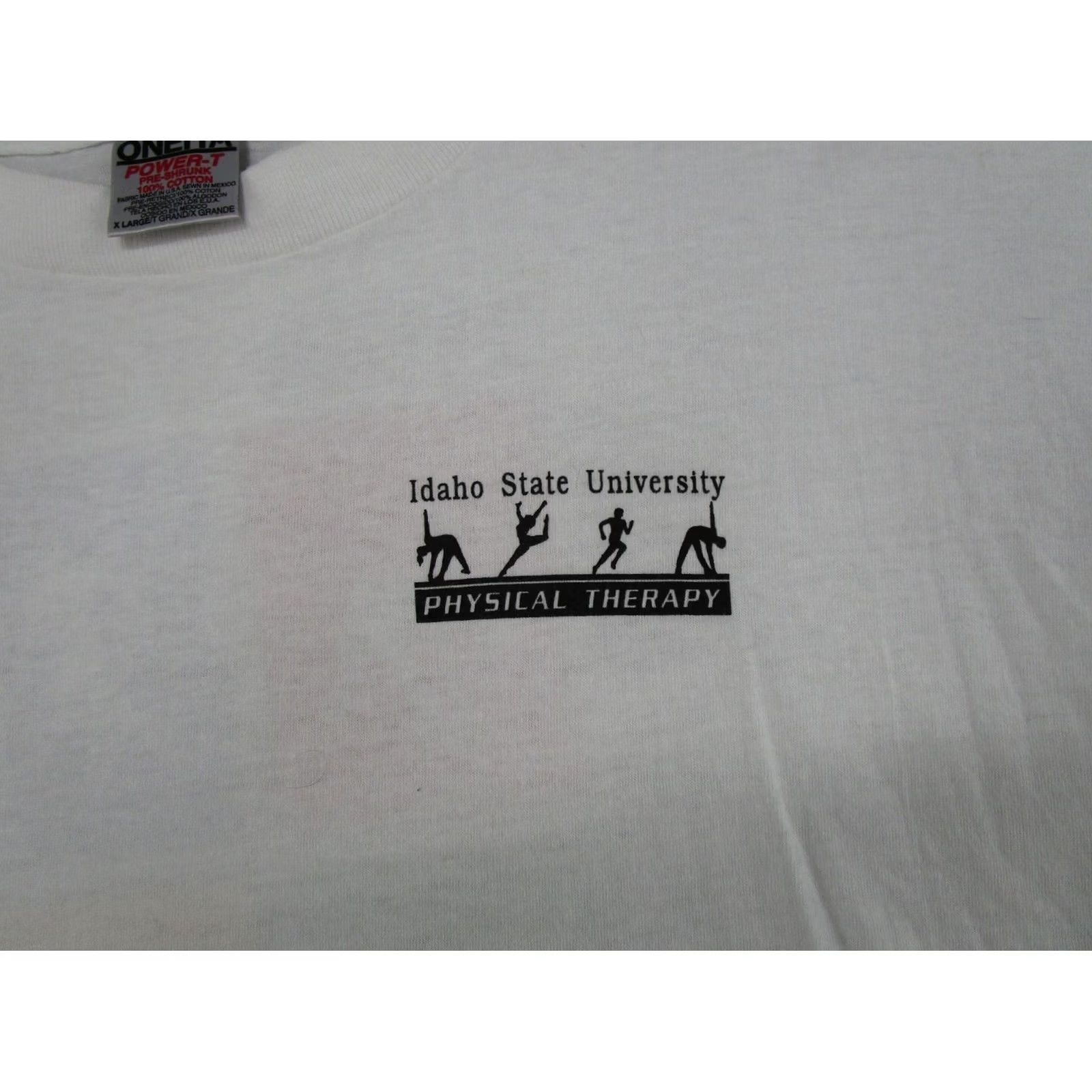 Vintage VINTAGE Idaho State University Physical Therapy Shirt XS XL Read 90s White Cotton Oneita Mens Short Sleeve Crew Neck Stitch 1990s 90s Theme Size US XL / EU 56 / 4 - 4 Thumbnail