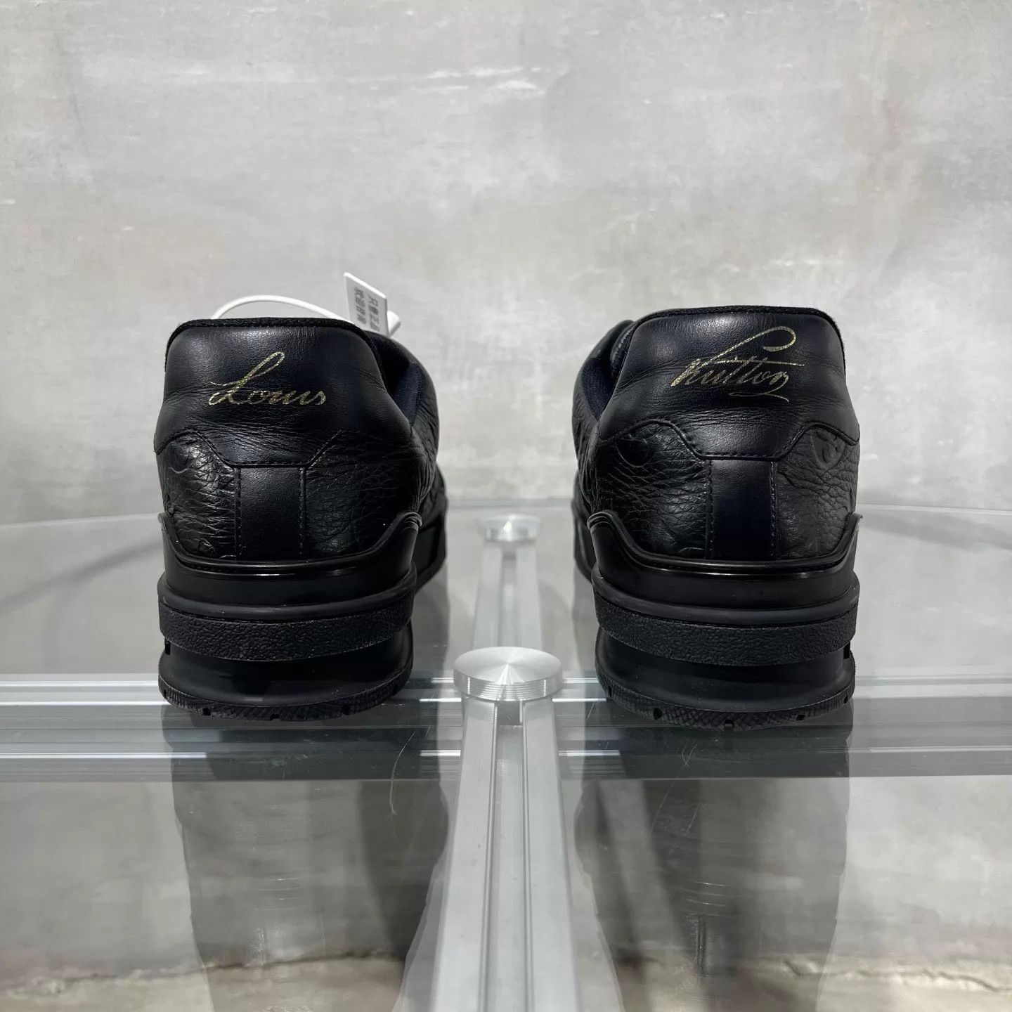Louis Vuitton LV Trainer Black Embossed Print UK8/42 EU Original Box Size US 9 / EU 42 - 6 Thumbnail