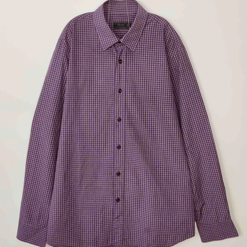 Prada Prada Purple Cotton Long Sleeve Shirt Size US L / EU 52-54 / 3 - 1 Thumbnail