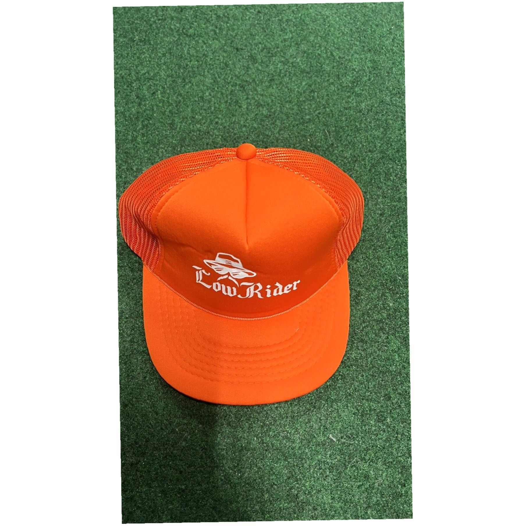 Vintage Vintage Lowrider Chicano Hat Y2K One Size Snapback Foam Trucker Hat Orange Size ONE SIZE - 2 Thumbnail