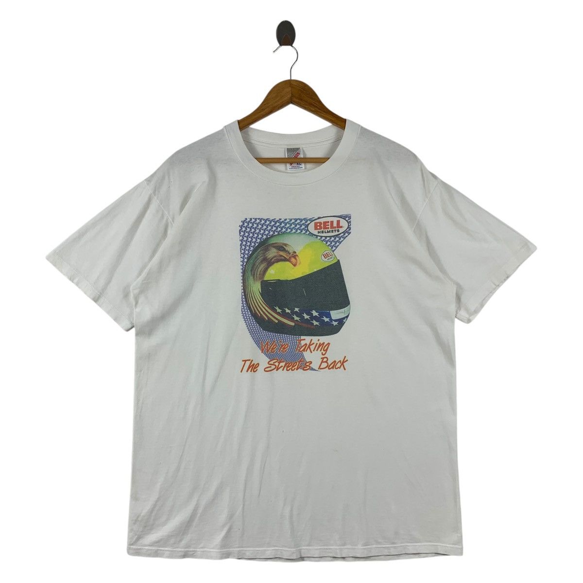 Japanese Brand × Jerzees Vintage BELL Helmet we’re taking the street back helmet tee Size US XL / EU 56 / 4 - 1 Thumbnail