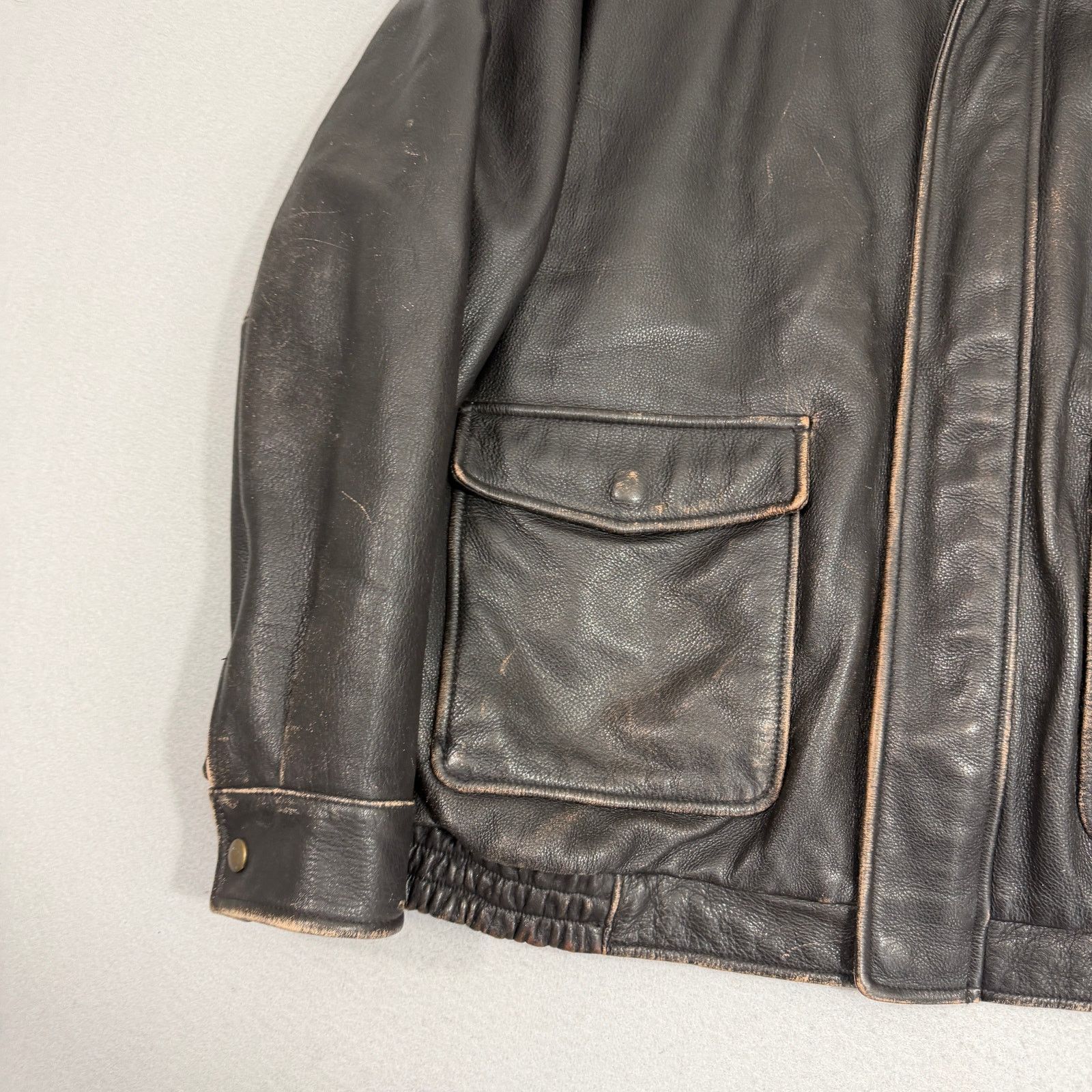 Vintage Vintage Jos A Bank Leather Bomber Jacket Men's XL Brown Size US XL / EU 56 / 4 - 3 Thumbnail