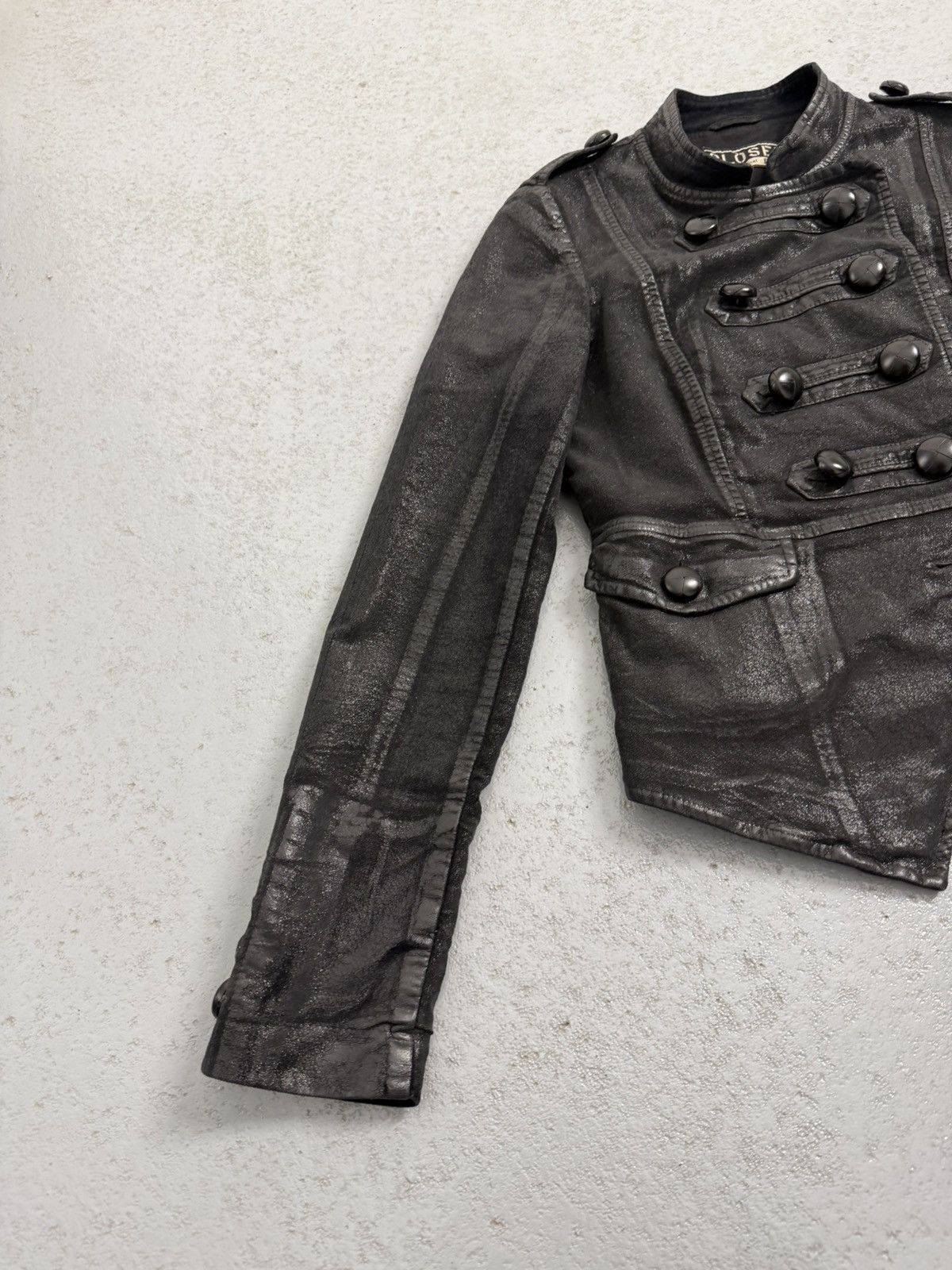 CLOSED Closed Napoleon Double Breasted Waxed Jacket Size XS / US 0-2 / IT 36-38 - 3 Thumbnail