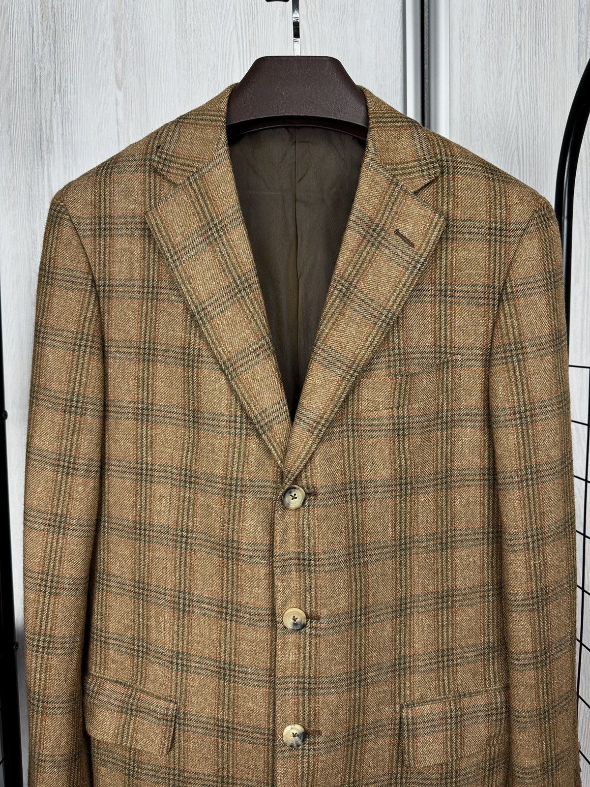 Pal Zileri Pal Zileri brown checkered cashmere linen blend blazer Size 40R - 3 Thumbnail