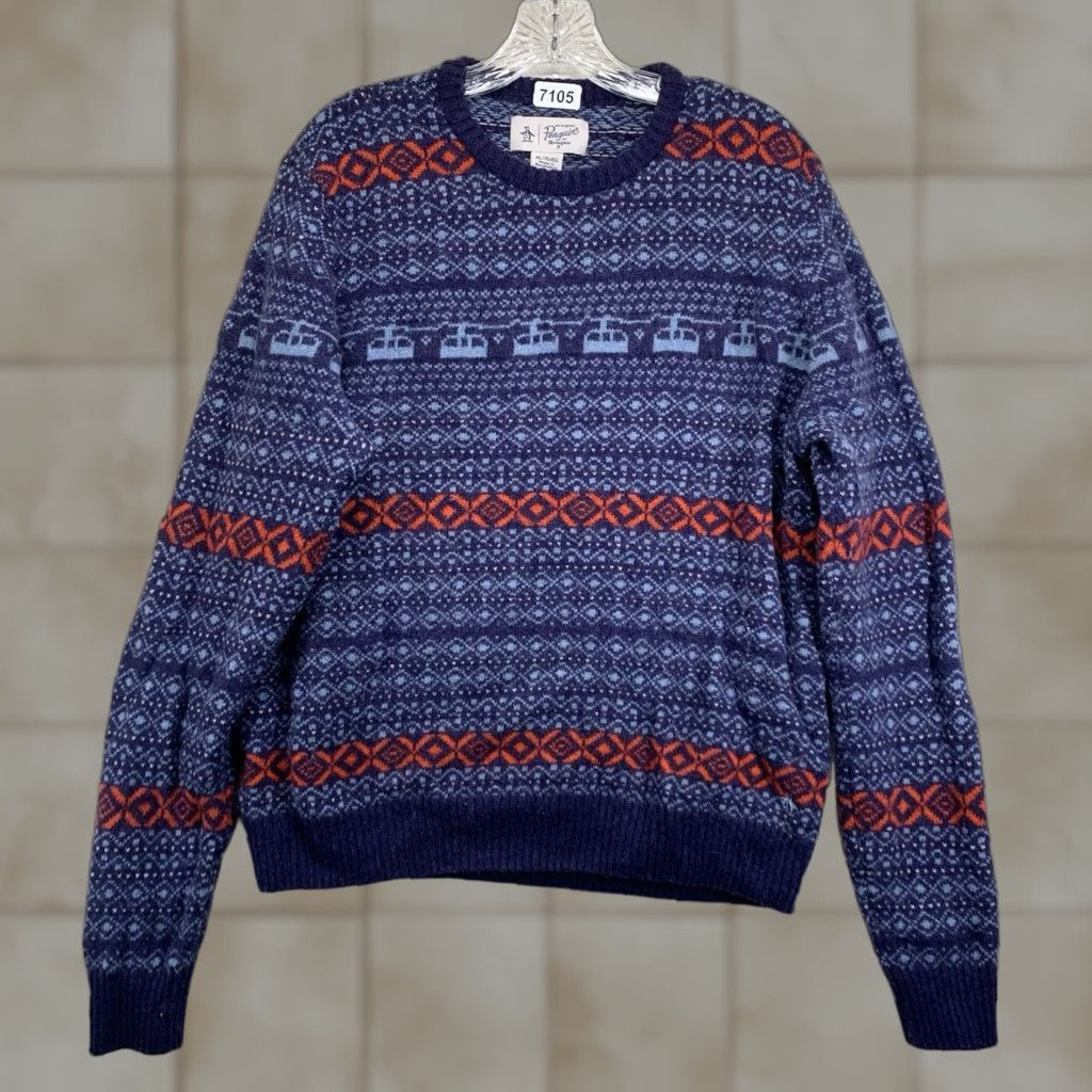 Original Penguin Vintage Men's XL Sweater Wool Nylon Fair Isle Pattern Crew Neck Pullover Fall Winter Retro 80s 90s Size US XL / EU 56 / 4 - 1 Thumbnail