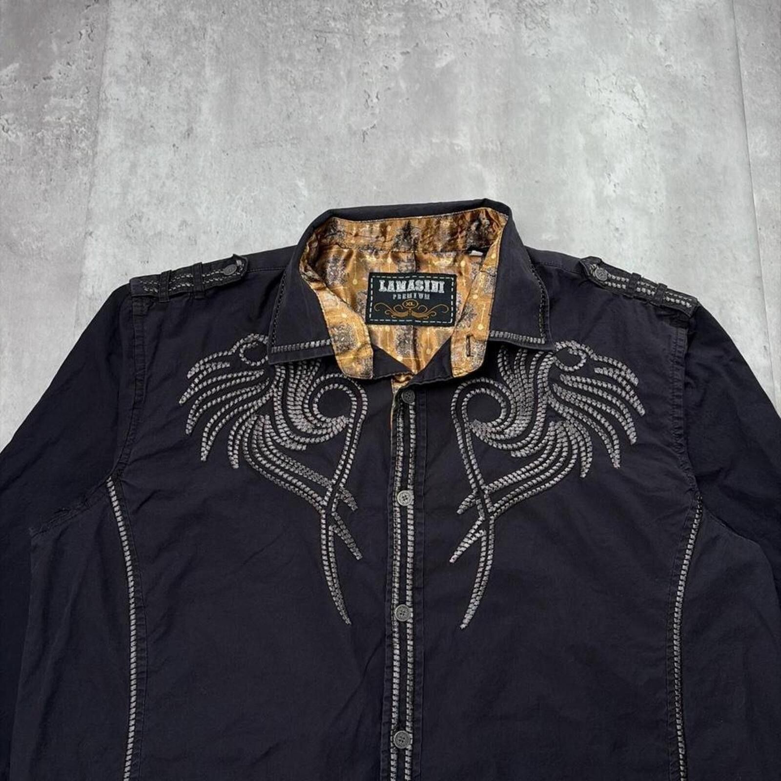 Other Y2K Lamasini Grunge Gothic Cross 3/4 Sleeve Button Up Shirt Size US XL / EU 56 / 4 - 2 Thumbnail