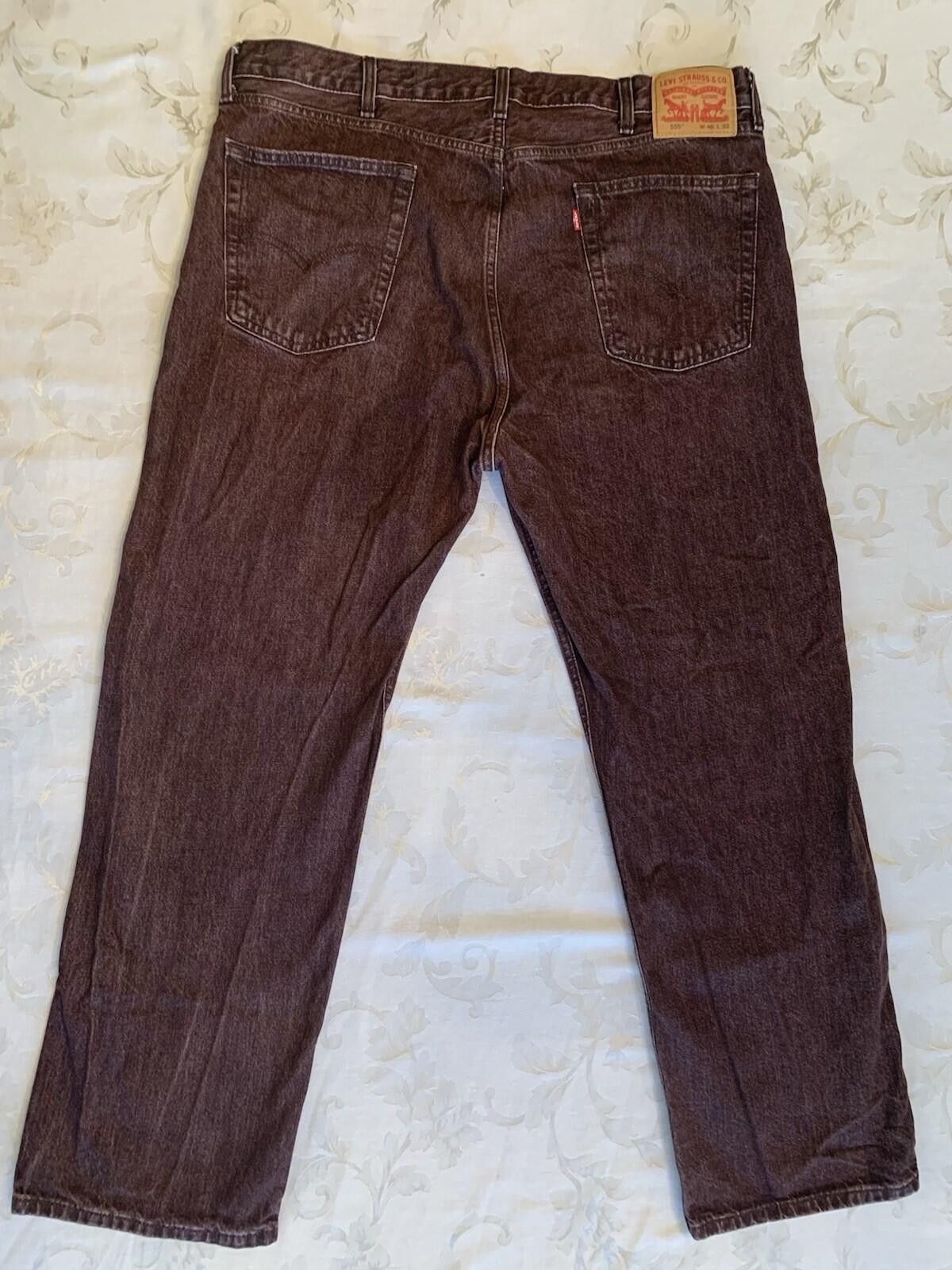 Levi's Men’s 40 X 32 Burgundy Levi’s 555 Relaxed Straight Jeans Size US 40 / EU 56 - 2 Thumbnail