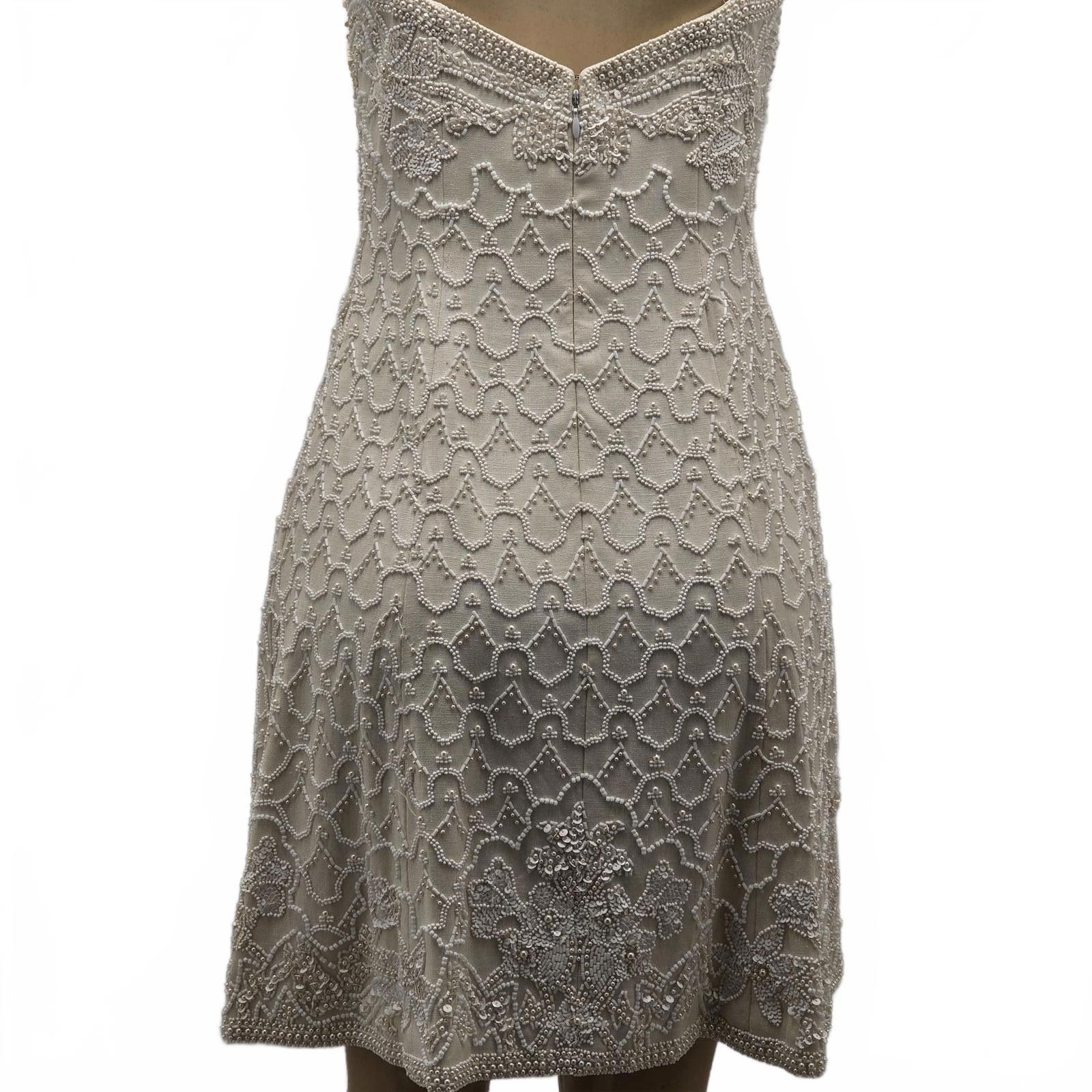 Bill Blass Bill Blass Vintage Beaded Silk Mini Dress – Bridal Cocktail Size M / US 6-8 / IT 42-44 - 6 Thumbnail
