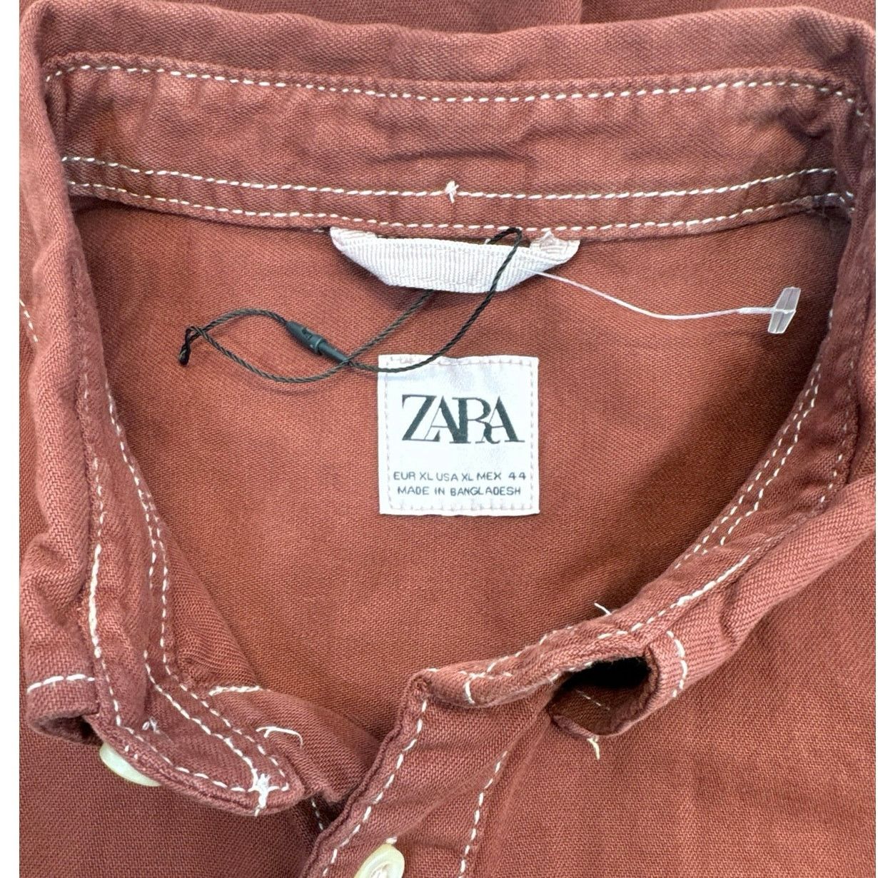 Zara Cotton Twill Brown Short Sleeve Button Up men sz M Size US M / EU 48-50 / 2 - 5 Thumbnail