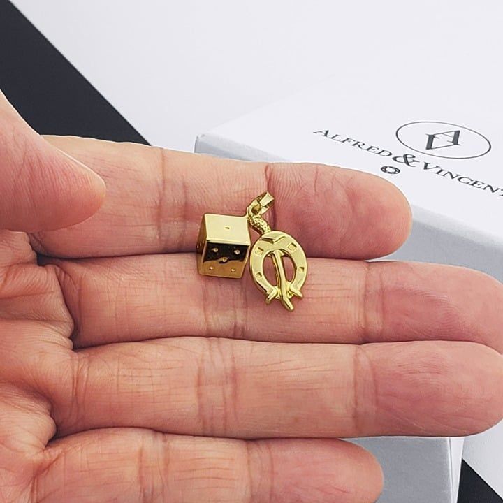 Other Dice, Horseshoe & Italian Horn Solid 14k Yellow Gold Pendant Size ONE SIZE - 5 Thumbnail