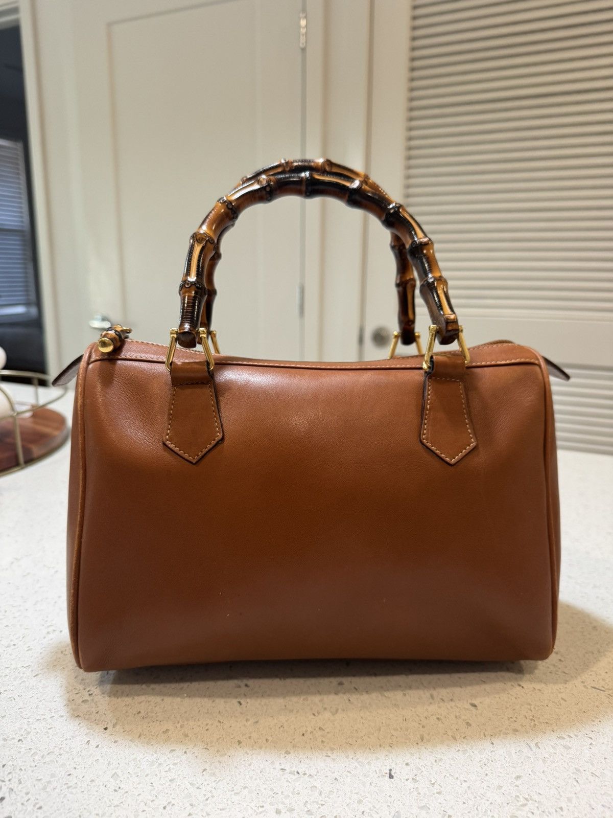 Gucci Gucci Vintage Bamboo Handle Bag - Brown Leather with COA Size ONE SIZE - 4 Thumbnail