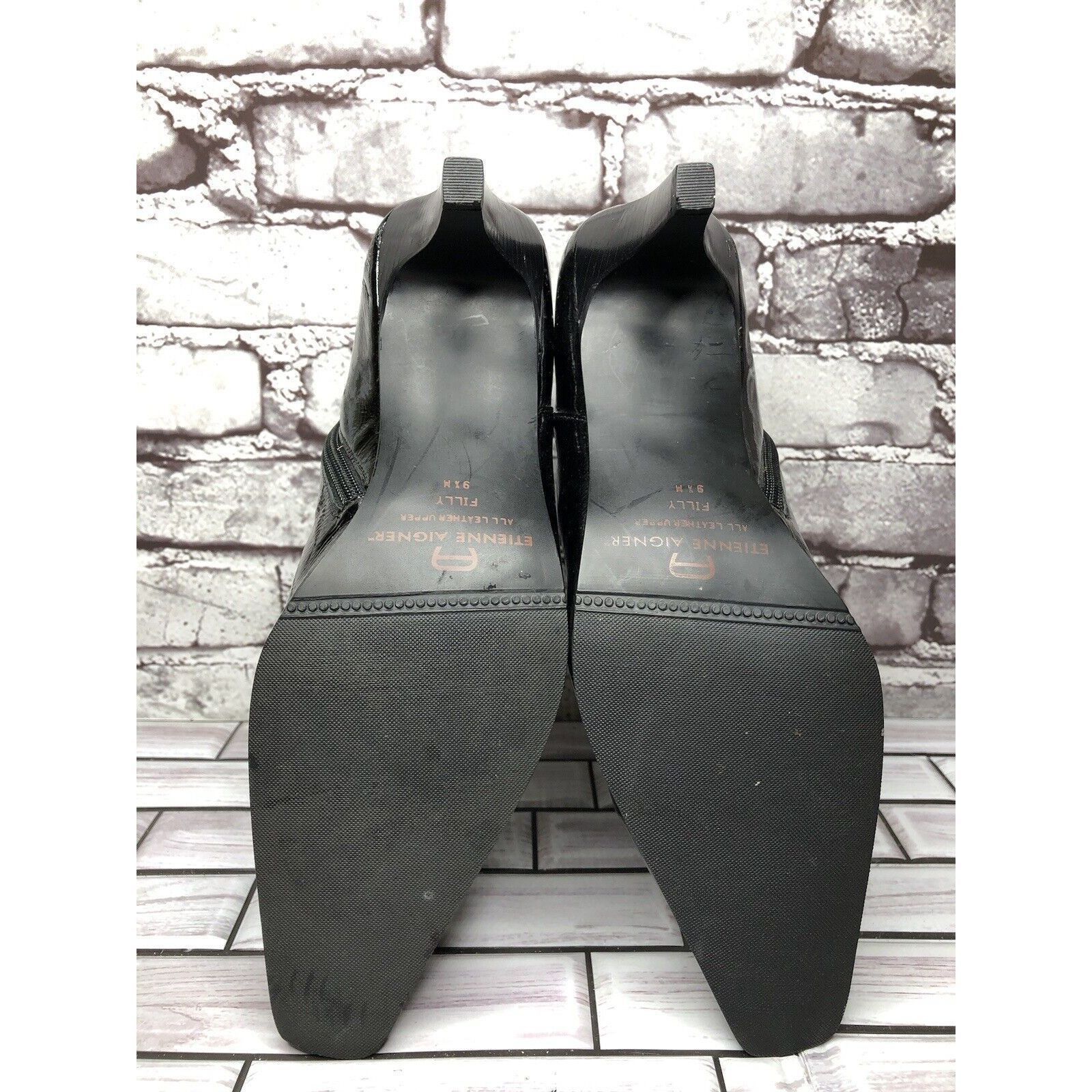 Aigner Etienne Aigner Filly Black Patent Leather Side Zipper Heel B Size US 9.5 / IT 39.5 - 6 Thumbnail