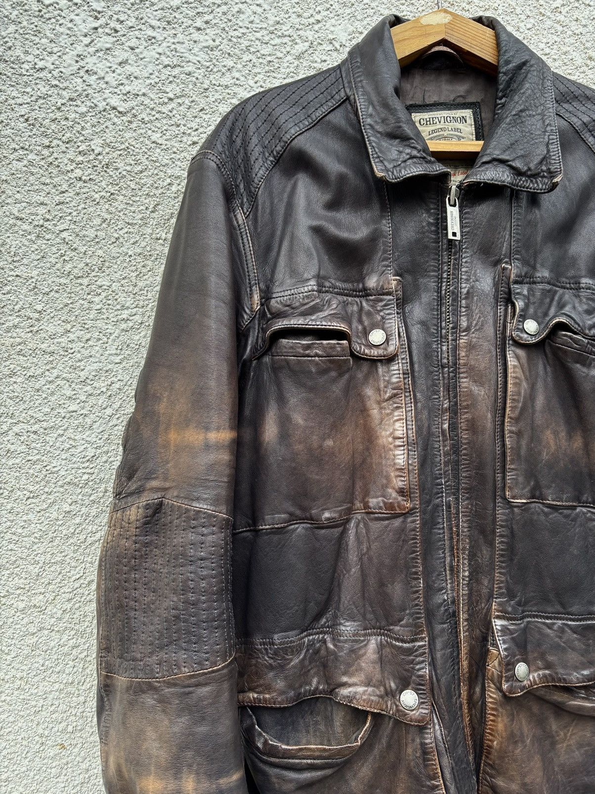 Chevignon × Hysteric Glamour × Vintage 😍Schott Avirex Style Chevignon Washed Leather Jacket Faded Size US L / EU 52-54 / 3 - 5 Thumbnail