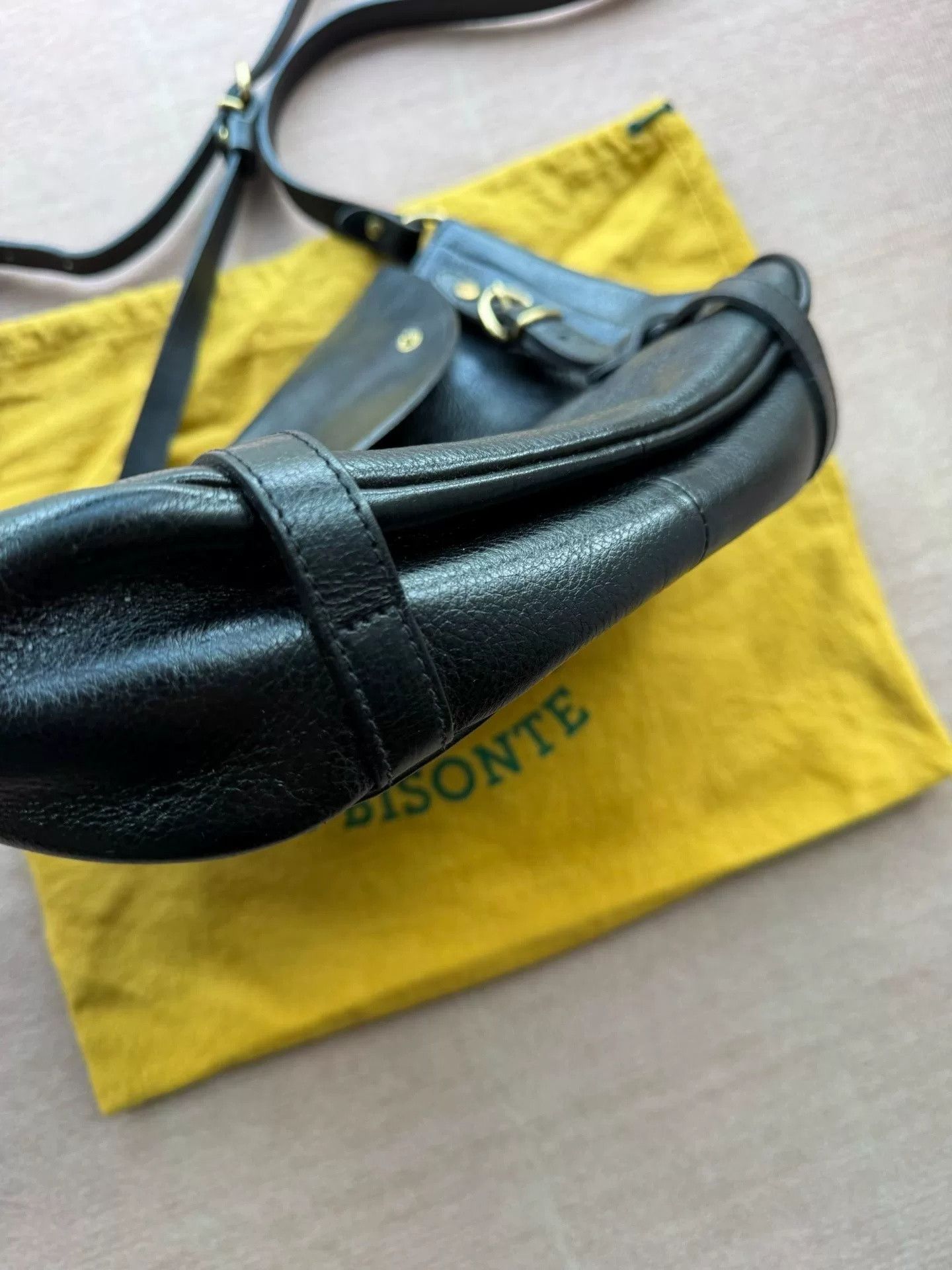 Ilbisonte Black Leather Shoulder Crossbody Bag, Men's — image 4 of 6