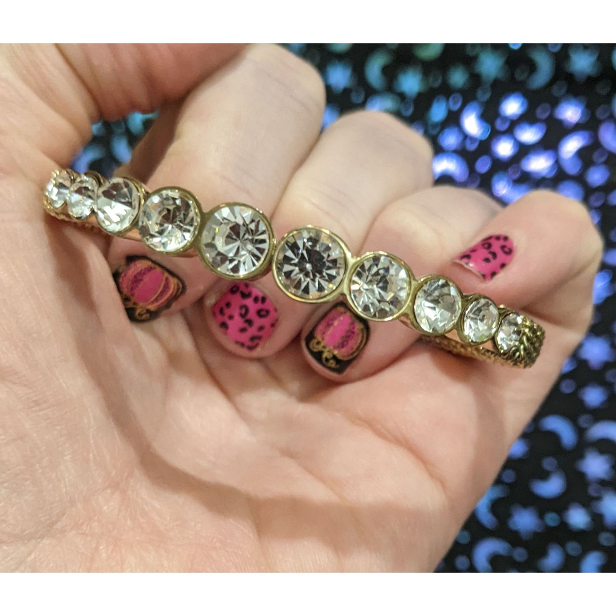Other Gold Rhinestone Gemmed Statement Bracelet Size ONE SIZE - 6 Thumbnail