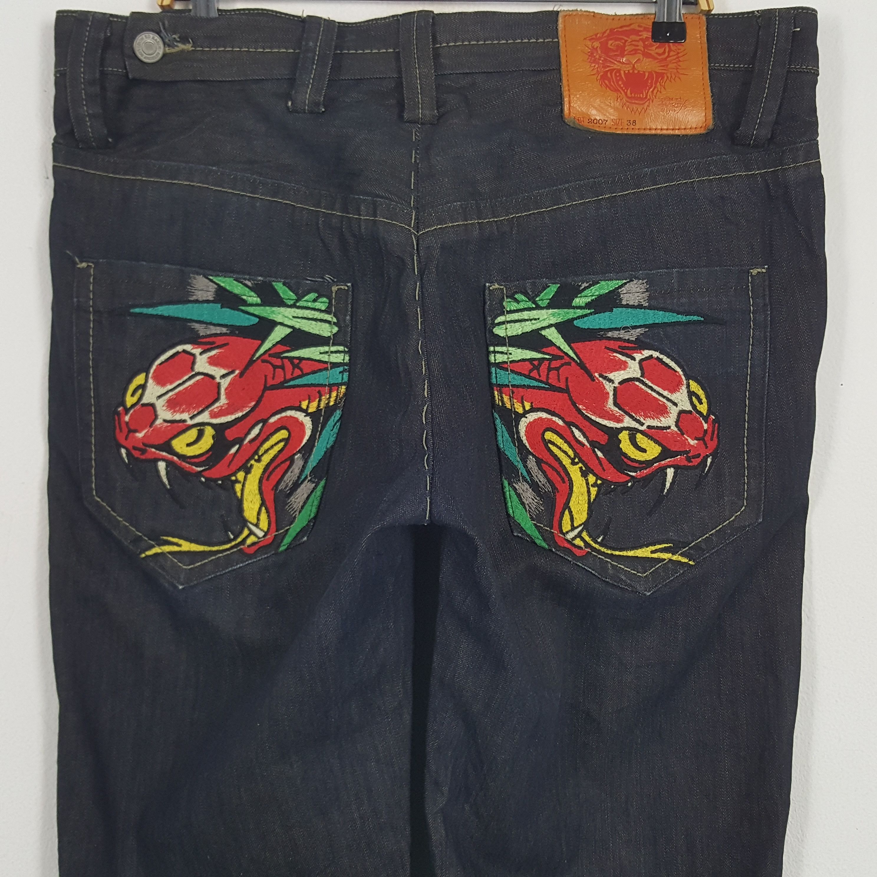 Christian Audigier × Ed Hardy × Vintage Vintage Ed Hardy American Brand Embroidery Art Denim Jeans Size US 38 / EU 54 - 5 Thumbnail