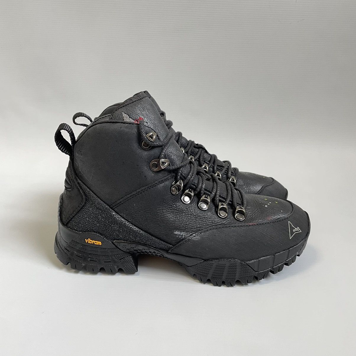 ROA Black Leather ‘Paint Splat’ Andreas Boots Size US 7 / IT 37 - 3 Thumbnail