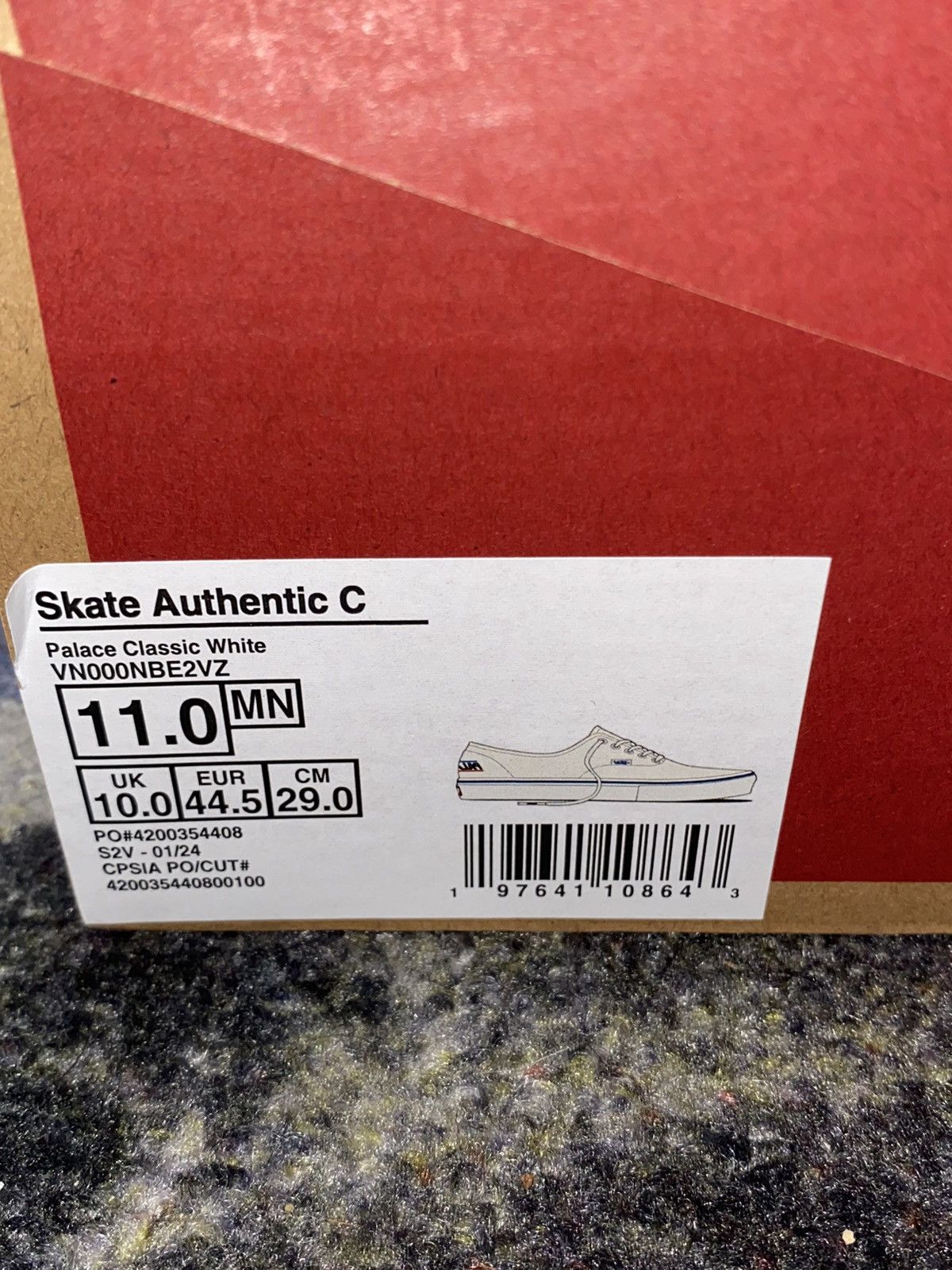 Palace Palace Vans Skate Authentic Classic White Size US 11 / EU 44 - 6 Thumbnail