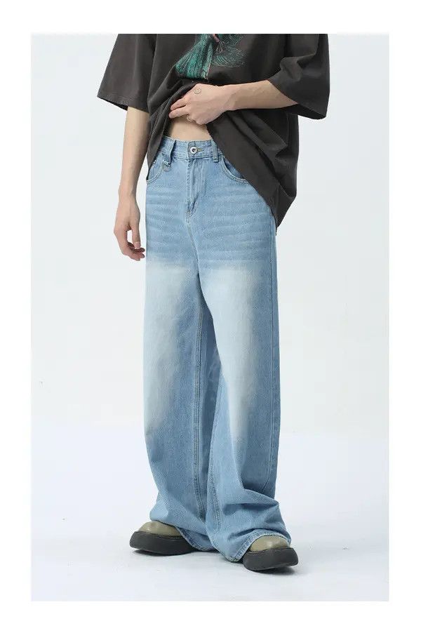 Japanese Brand Kino Japanese retro simple light blue wide-leg jeans Size US 32 / EU 48 - 3 Thumbnail