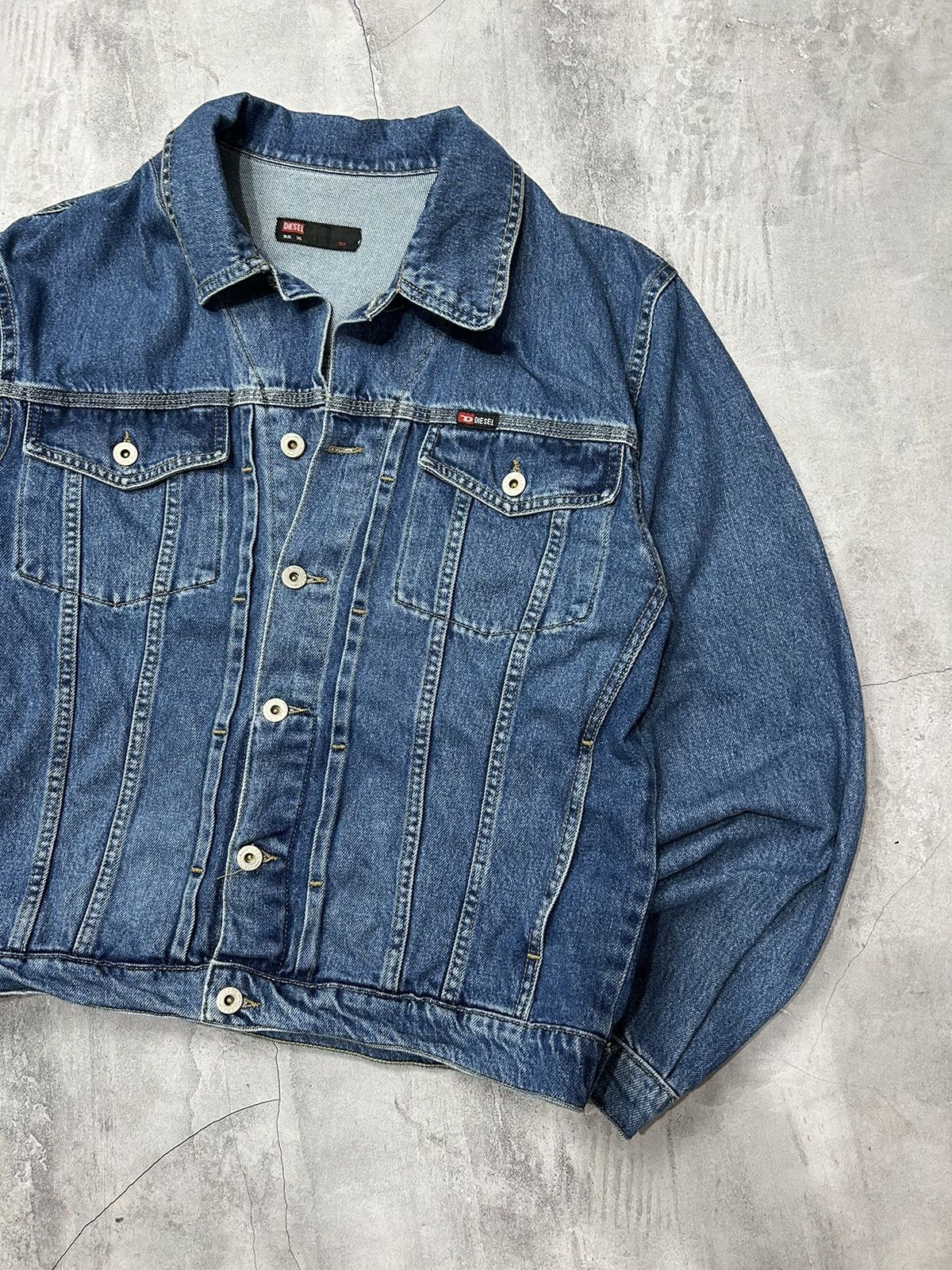 Diesel × Vintage RARE Vintage Denim Distressed Biker Jacket Diesel Y2K Size US XL / EU 56 / 4 - 4 Thumbnail