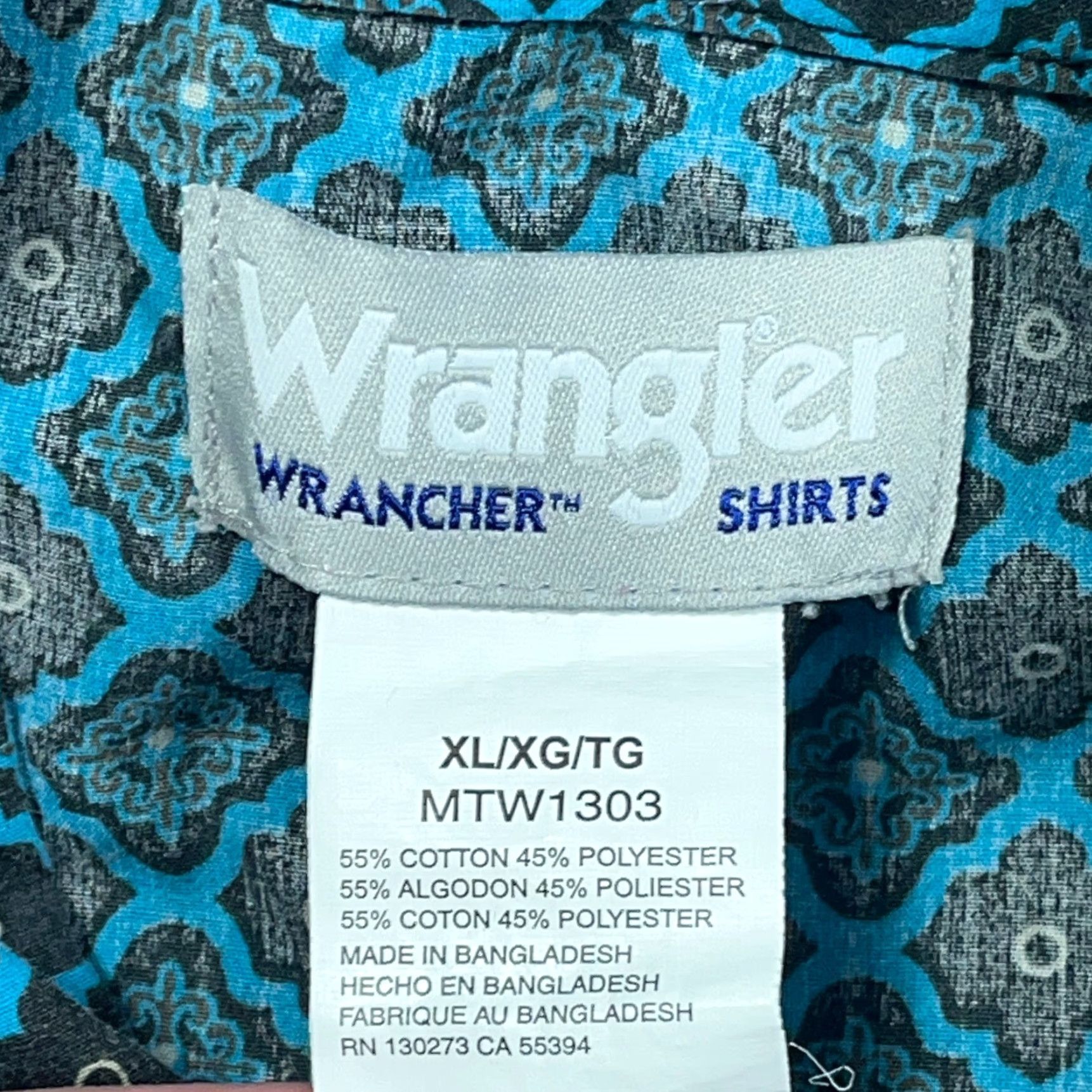 Wrangler VINTAGE Wrangler Western Shirt Men XL Teal Blue Pearl Snap Button Up Cowboy Wrancher Size US XL / EU 56 / 4 - 3 Thumbnail