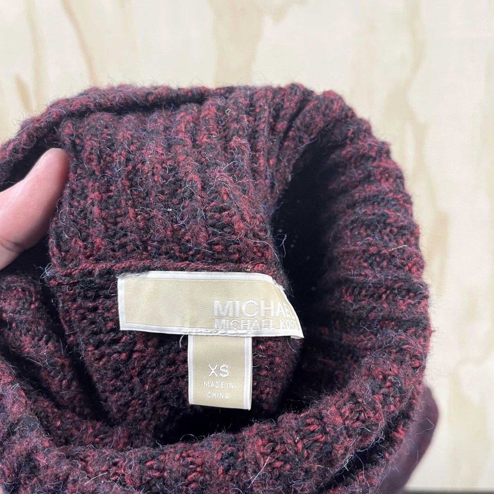 Vintage Michael Kors Sweater Womens XS Red Turtleneck Tunic Knit Long Sleeve Raglan Knit Pattern Solid Logo Hem Vintage: No Size XS / US 0-2 / IT 36-38 - 2 Thumbnail