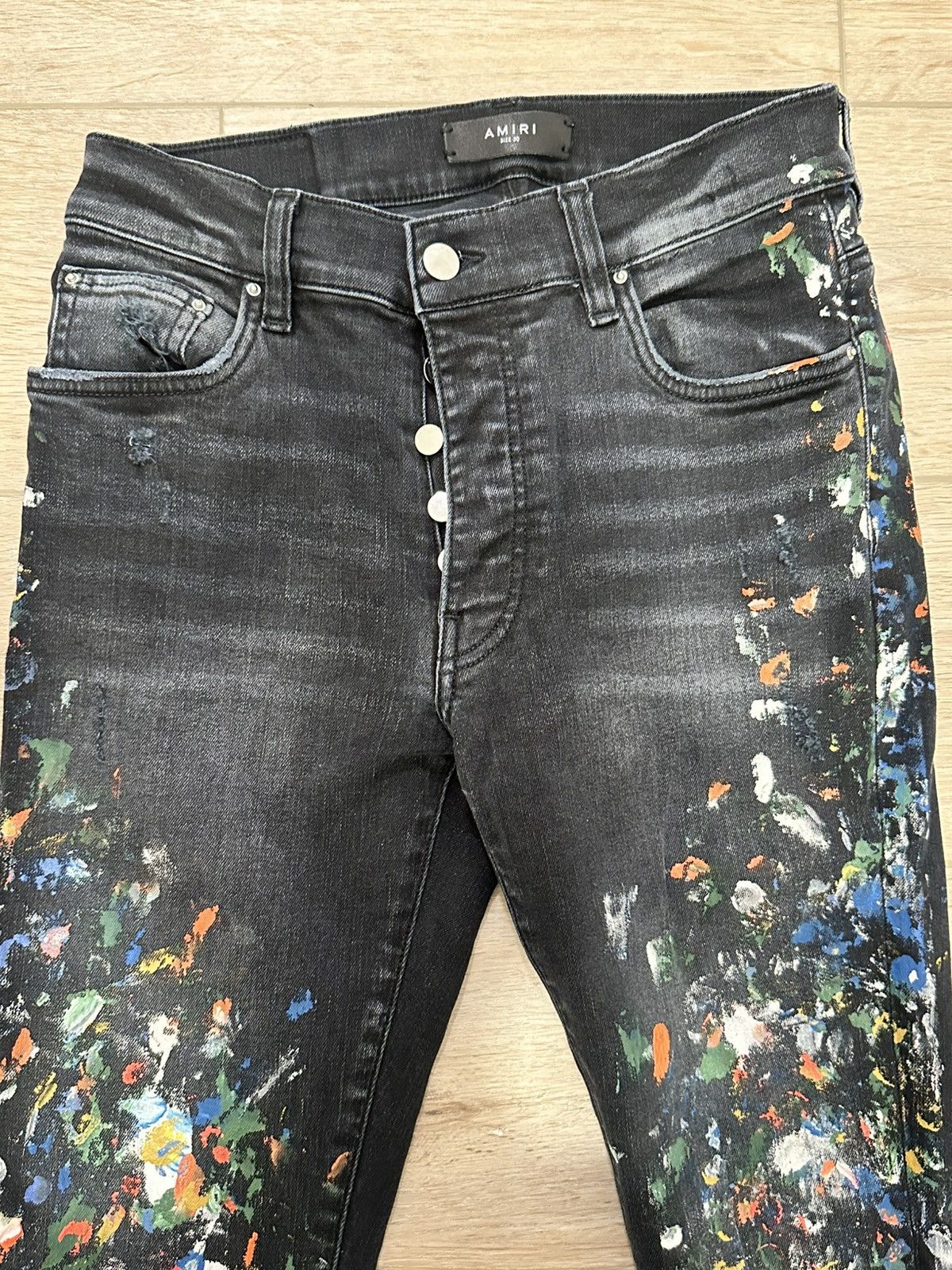 Amiri Amiri MX1 Paint Splatter Aged Black Denim Size US 30 / EU 46 - 2 Thumbnail