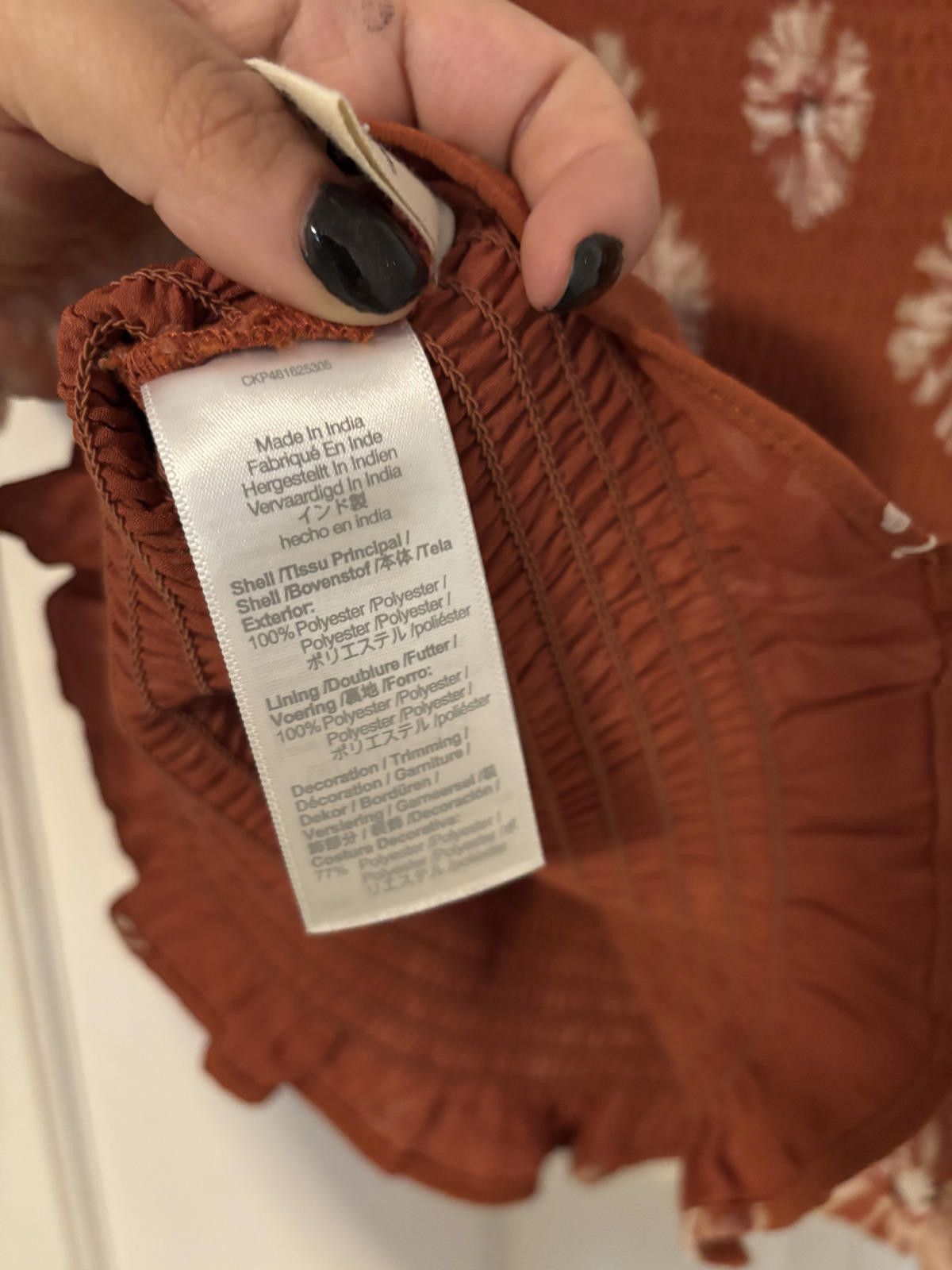 Madewell Madewell Rust Floral Smocked Puff Sleeve Top Size S Size S / US 4 / IT 40 - 6 Thumbnail