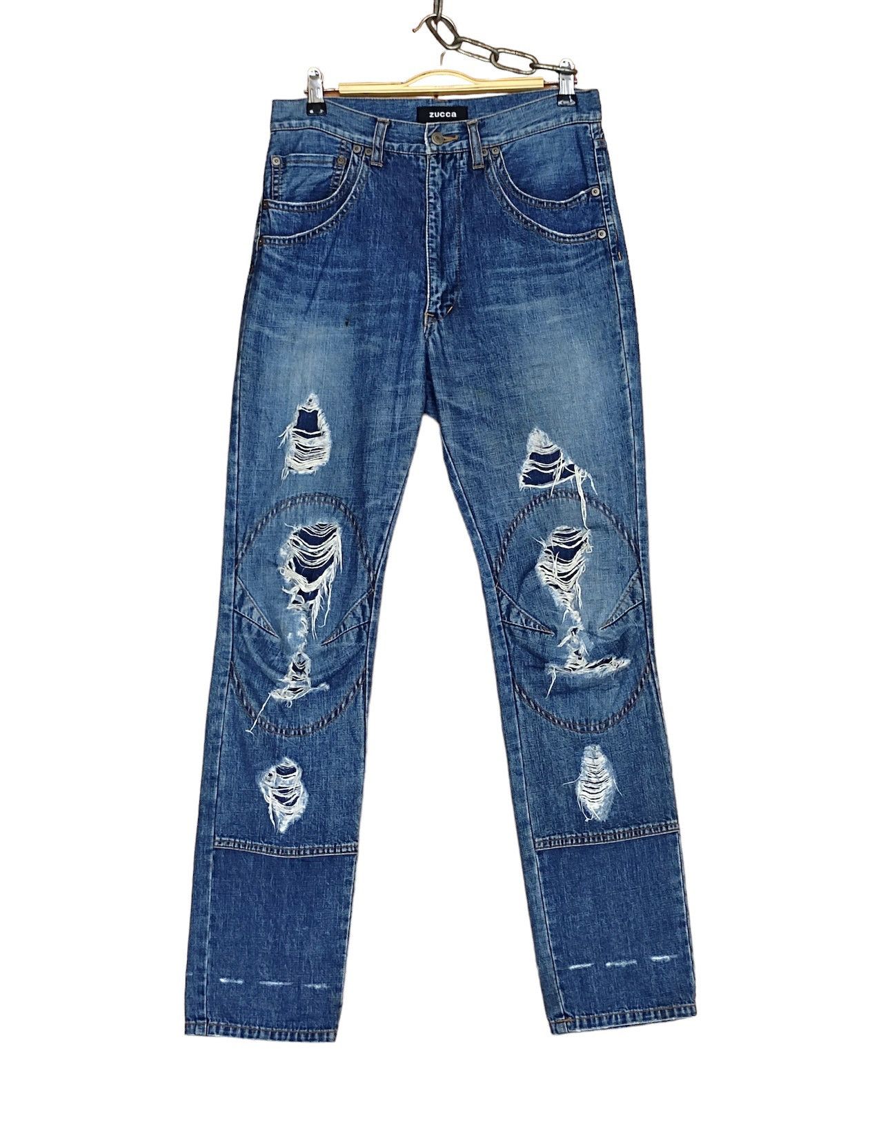 CABANE de ZUCCa 🇯🇵 Zucca Issey Miyake Distressed Double Knee Biker Denim Size US 30 / EU 46 - 1 Thumbnail
