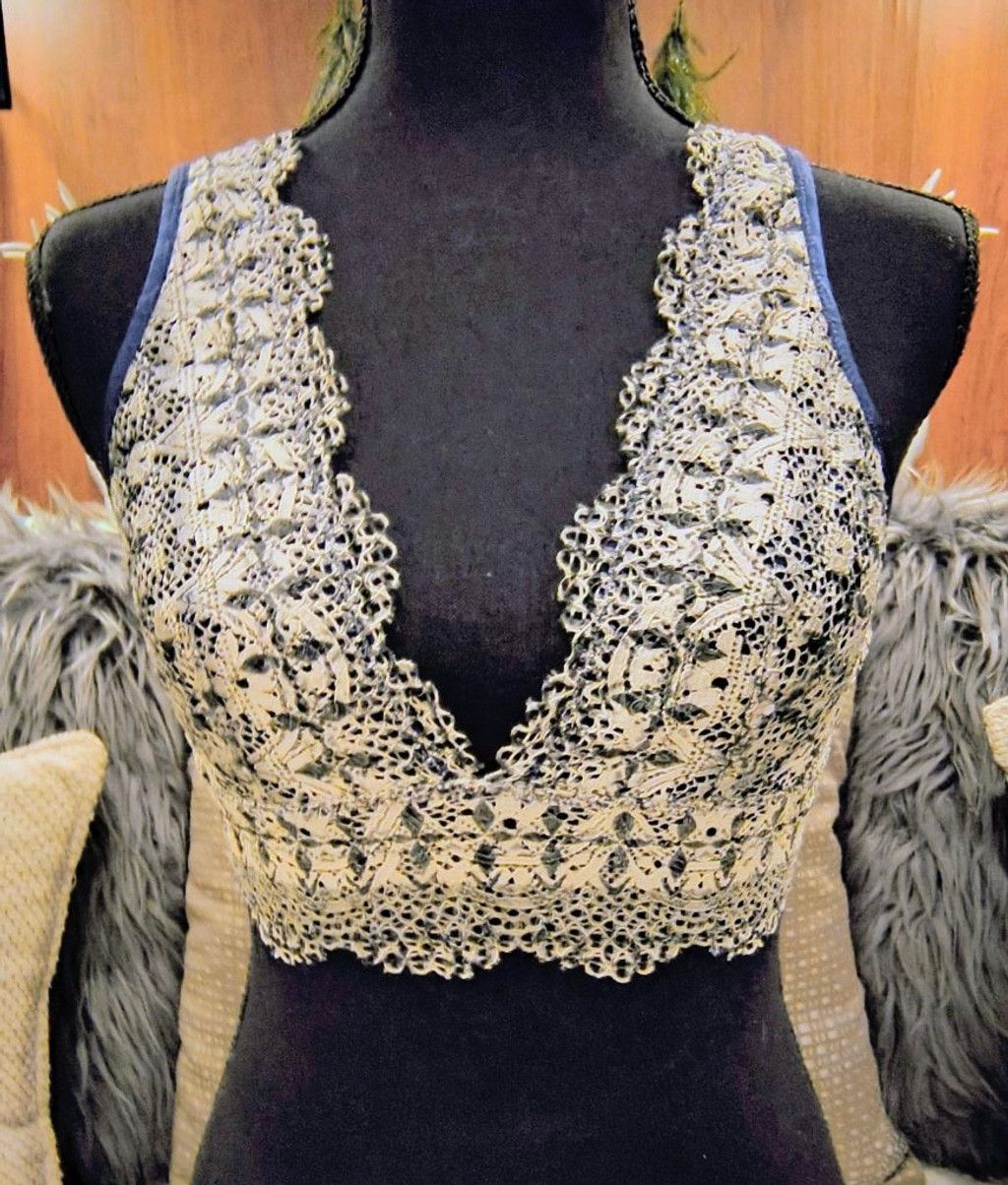 Victoria's Secret Women's Victoria's Secret Bralette S Beige Blue Lace Size ONE SIZE - 1 Thumbnail