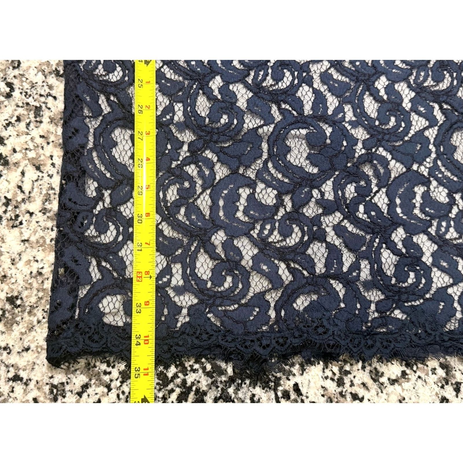 Tadashi Shoji Tadashi Shoji Lace Dress Pintuck Jersey Waist 2P Navy/Ivory Sleeveless Knee Length Boat Neck Zip Womens Petite Formal Party Wedding Workwear dress Size XS / US 0-2 / IT 36-38 - 3 Thumbnail