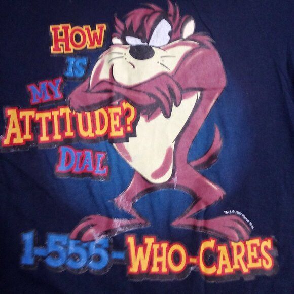 Vintage × Warner Bros Vintage Warner Bros. Taz Bad Attitude IDGAF T-Shirt Size US L / EU 52-54 / 3 - 1 Thumbnail