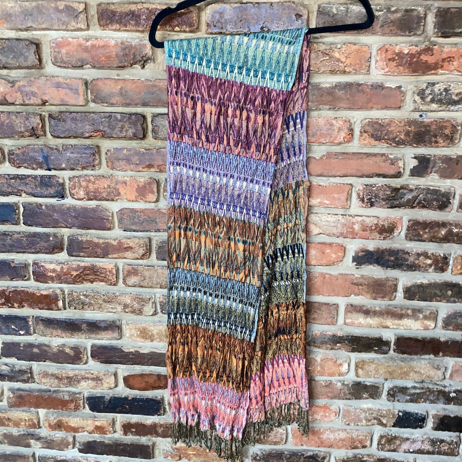 Other Women's Multicolored Printed Fringed Rectangle Scarf Size ONE SIZE - 5 Thumbnail