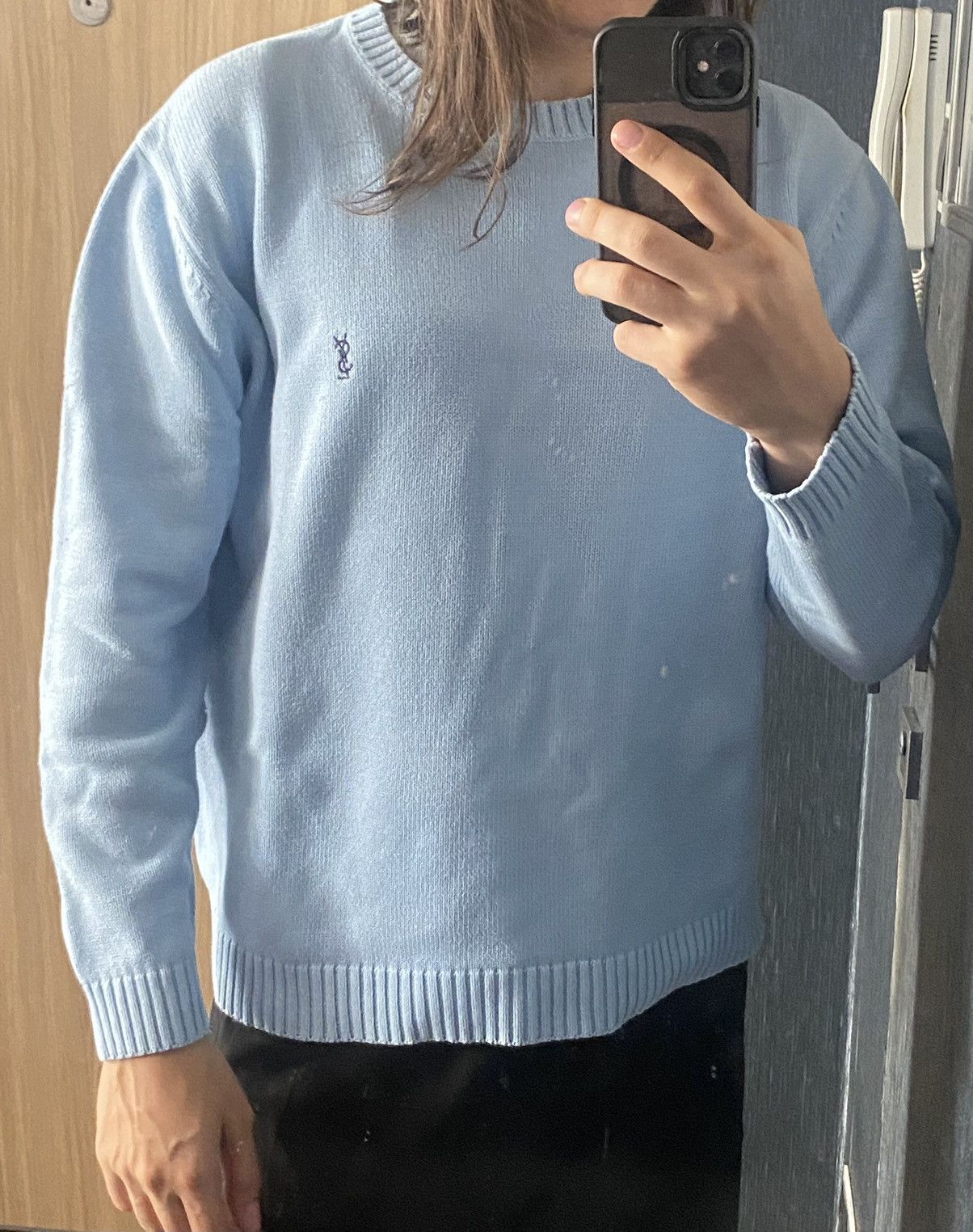 Yves Saint Laurent Blue YSL Sweater Knit Size US M / EU 48-50 / 2 - 17 Thumbnail