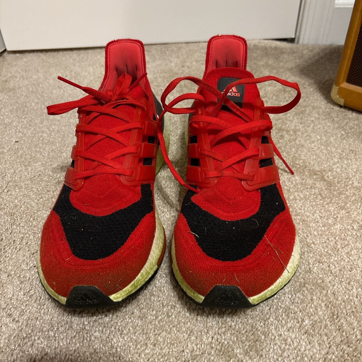 Adidas Red and black Adidas Ultraboost 21 Size US 11.5 / EU 44-45 - 3 Thumbnail