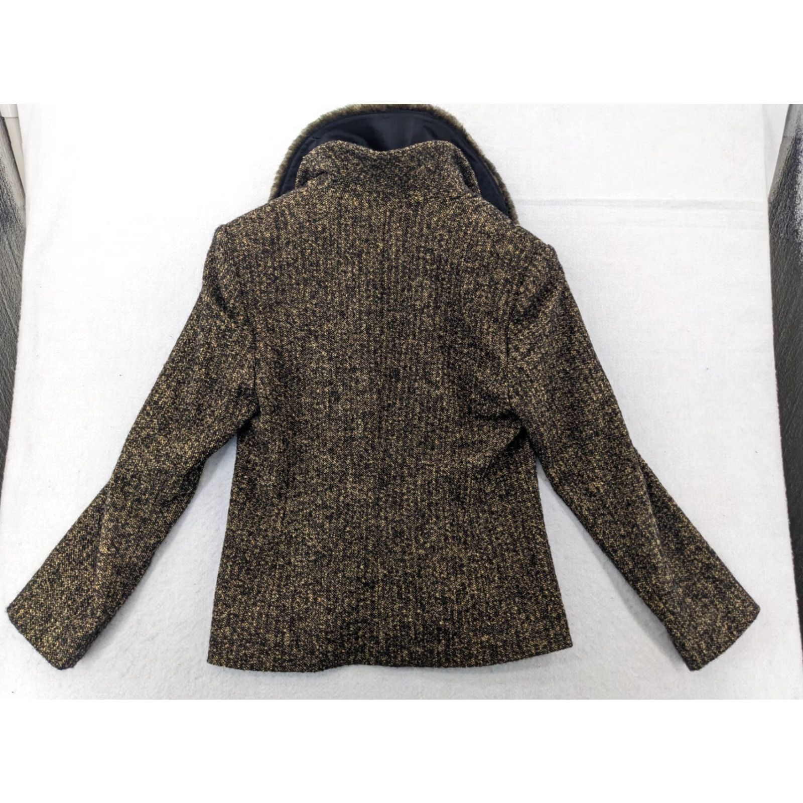 Vintage VINTAGE Louben Jacket Women Mid-Length Wool Blend Lined Knit Brown Black Size 10 Pockets 90s Designer Coat Canada Size L / US 10 / IT 46 - 3 Thumbnail