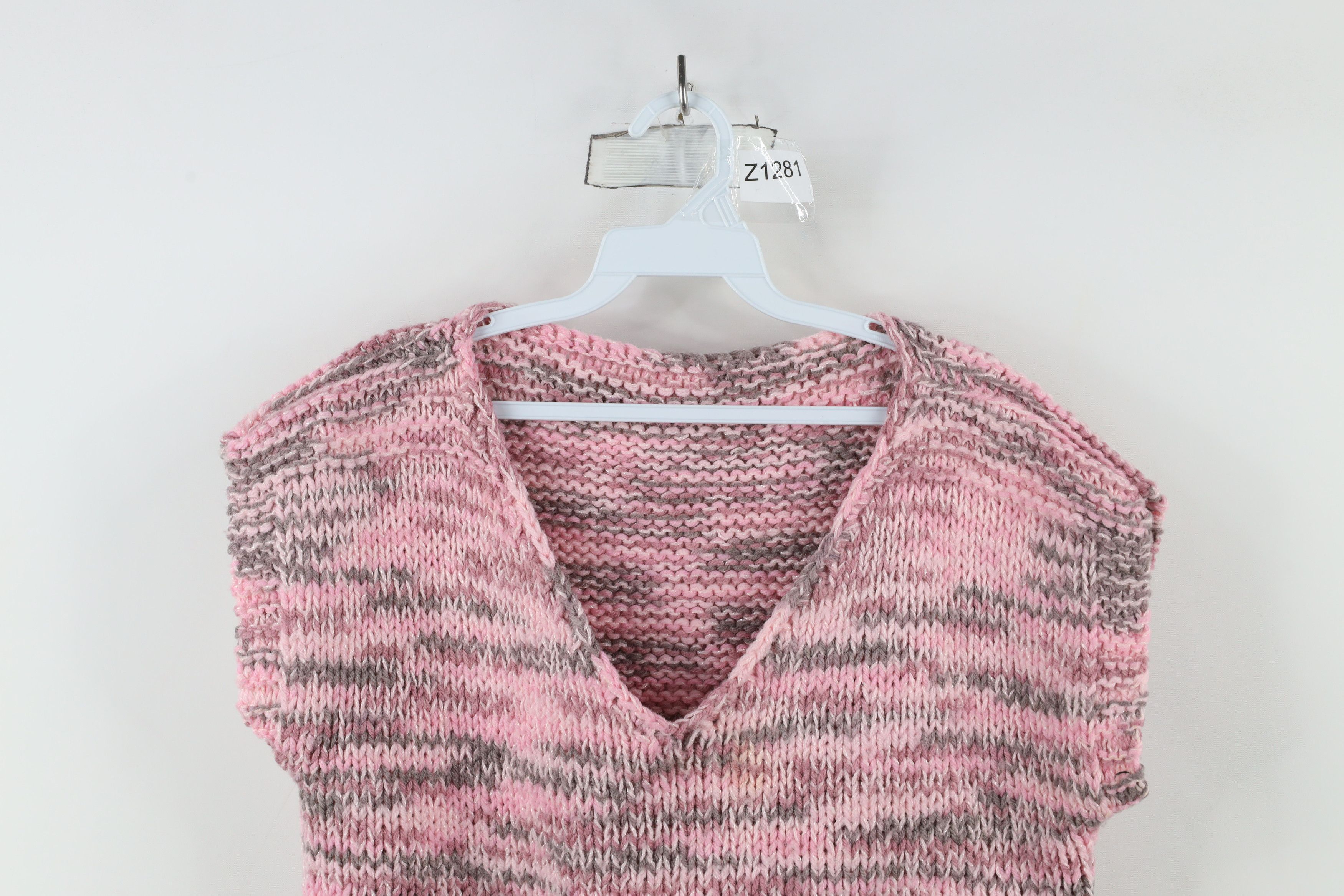 Vintage Vintage 80s 90s Streetwear Sleeve Crochet Sweater Vest Pink Size S / US 4 / IT 40 - 2 Thumbnail